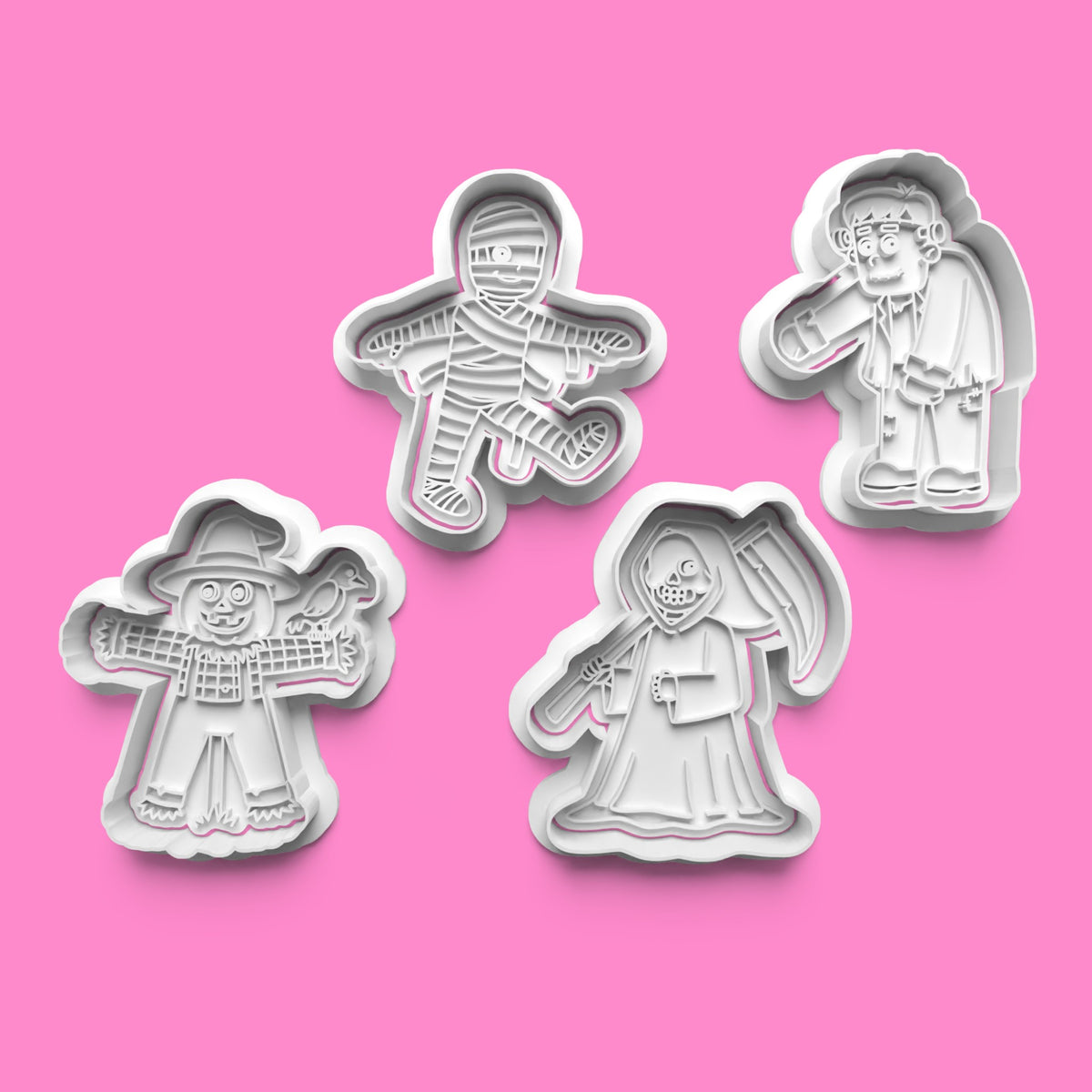Halloween Figures Cookie Cutters & Stamps | Spooky Baking Set | PLA