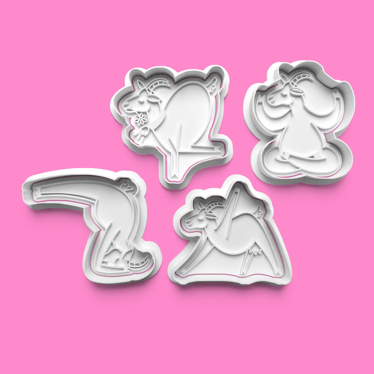 Goats Doing Yoga Cookie Cutters & Stamps | Funny Animal Baking Set | PLA