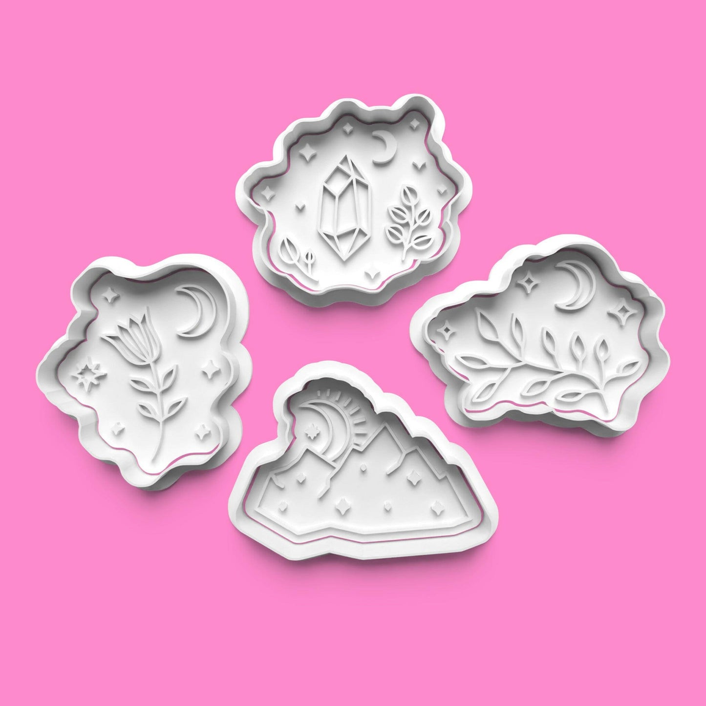 Celestial-Themed Embosser and Cookie Cutter Set – 4-Piece Cosmic Baking Tools