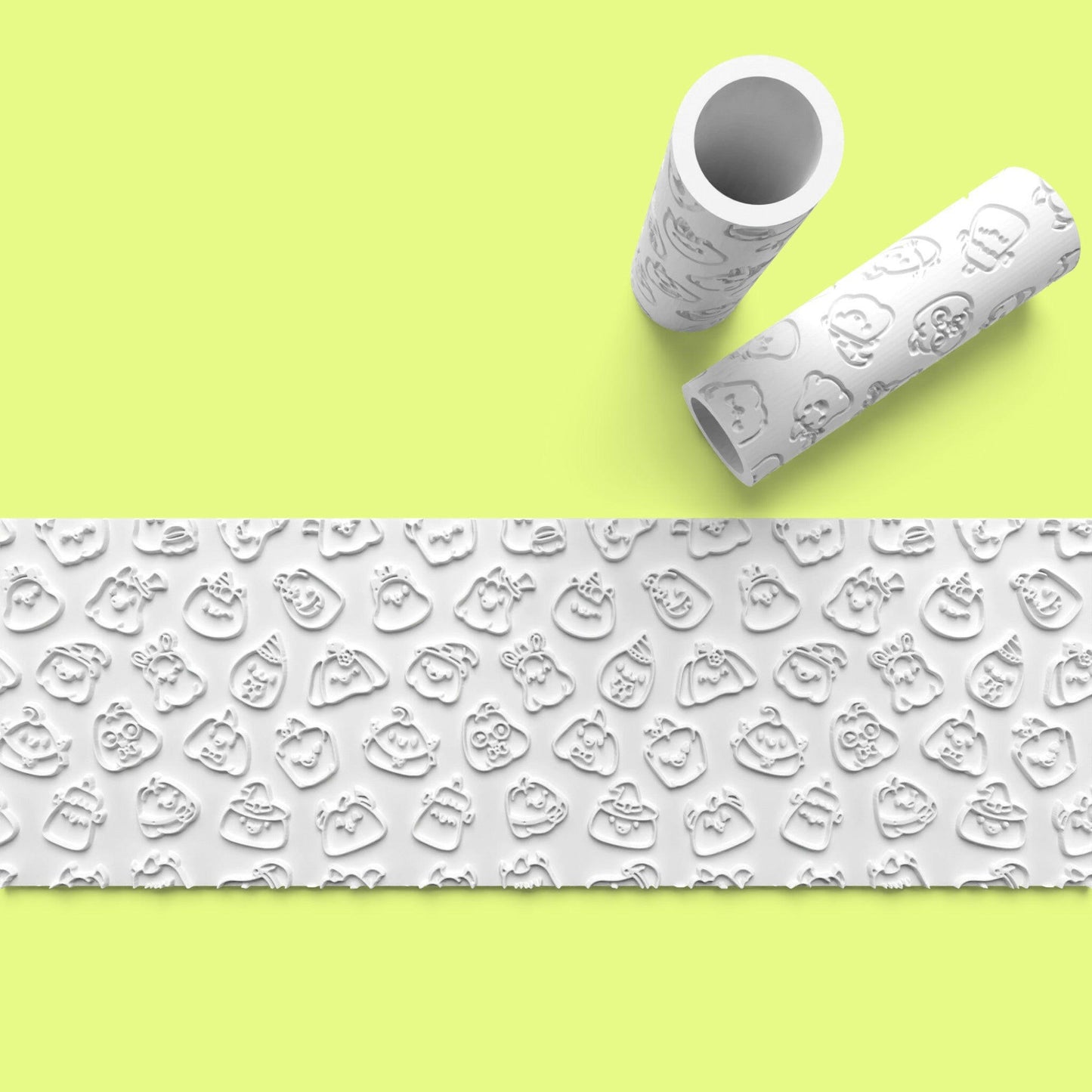 Halloween Faces Textured Roller for Fondant Polymer Clay.