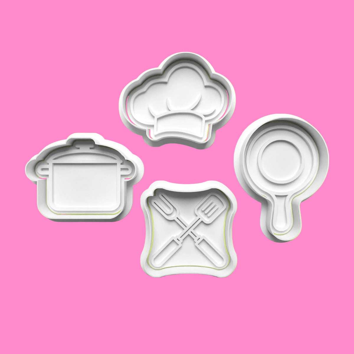 Chef Cook Cookie Cutter Set – 4-Piece Culinary-Themed Baking Tools.