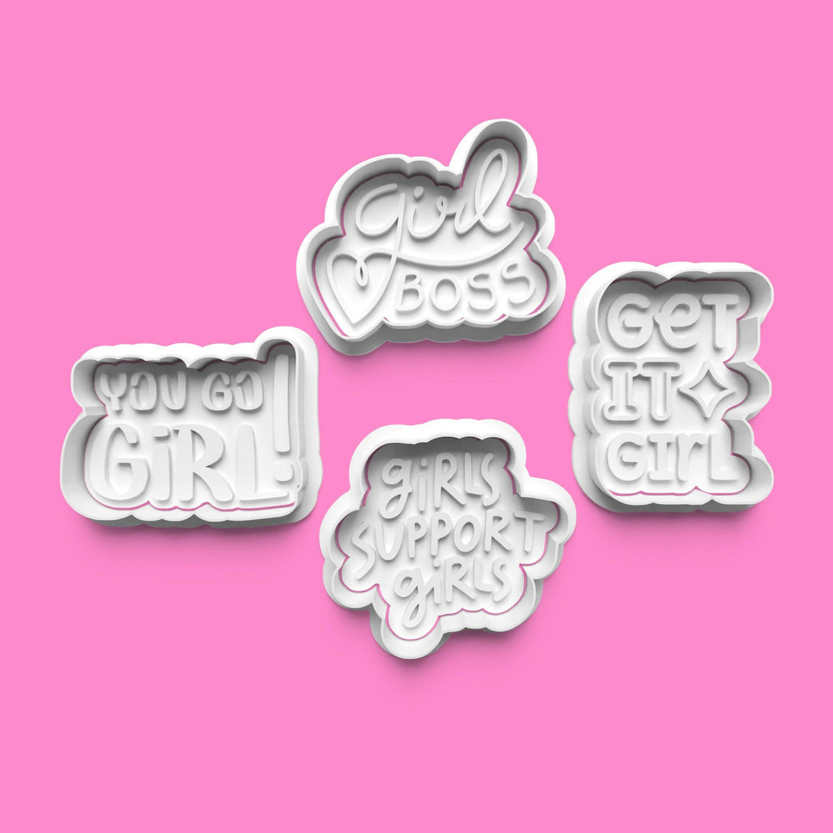 Girl Power Cookie Cutter Set (4 pcs) | Bold Font Designs | PLA Baking Tools.