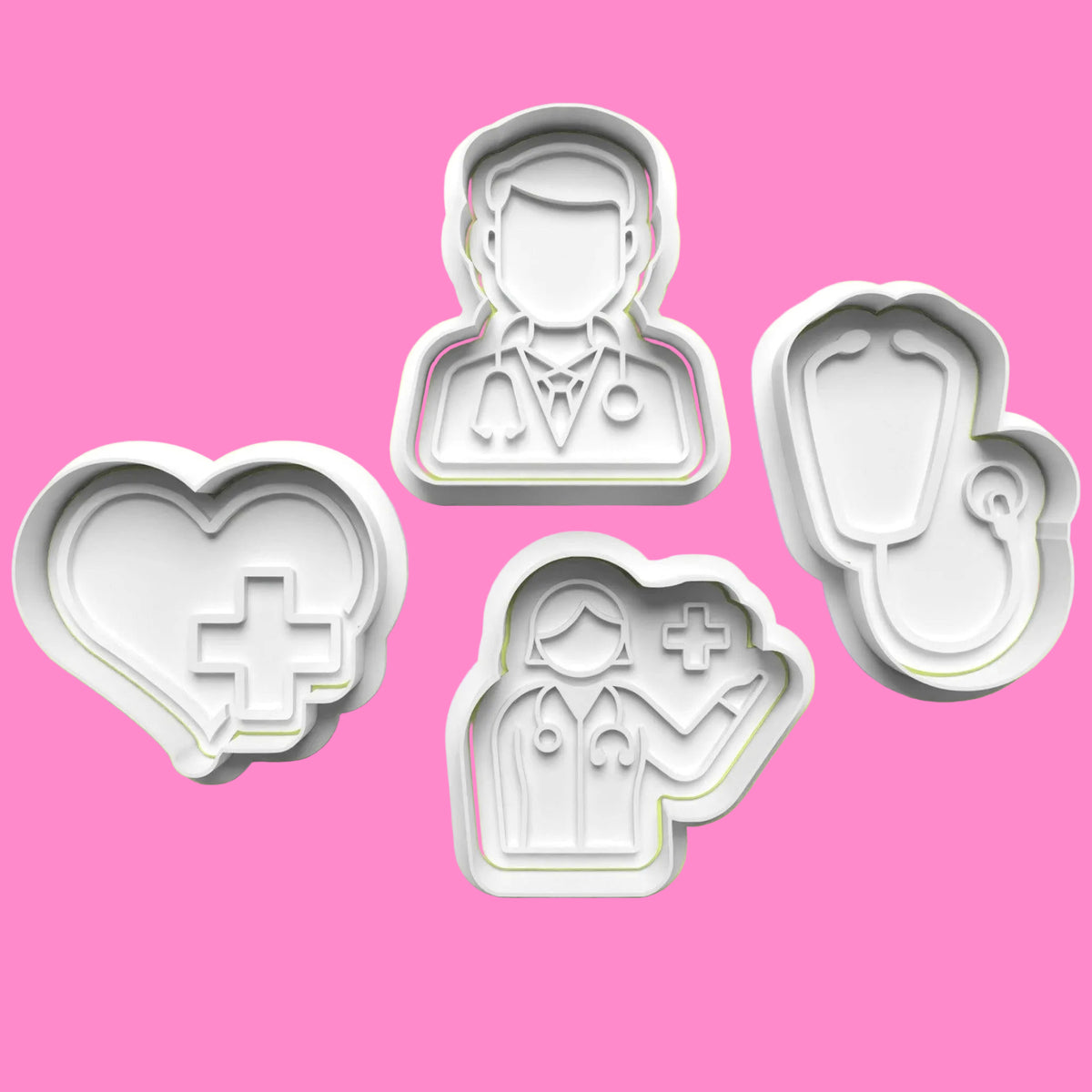 Doctor Nurse Cookie Cutter Set (4 pcs) | Medical-Themed Baking | PLA.