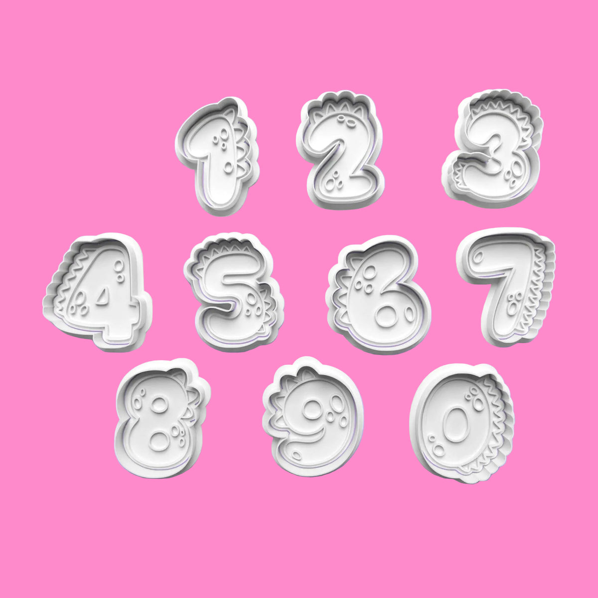 Dinosaur Number Cookie Cutter Set (0-9) | PLA | Handwash Only.