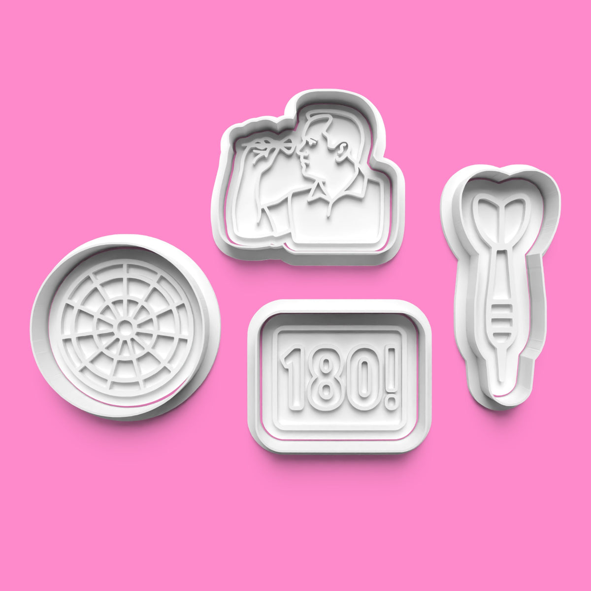 Darts Cookie Cutters & Stamps | Game Night Baking Set | PLA