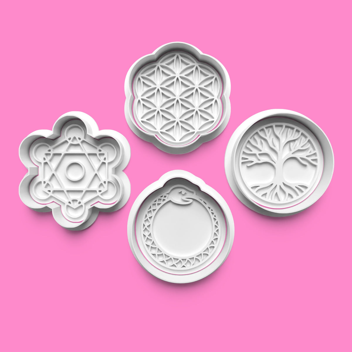 Esoteric Geometry Cookie Cutter & Embosser Set – 4-Piece Sacred Symbol Collection