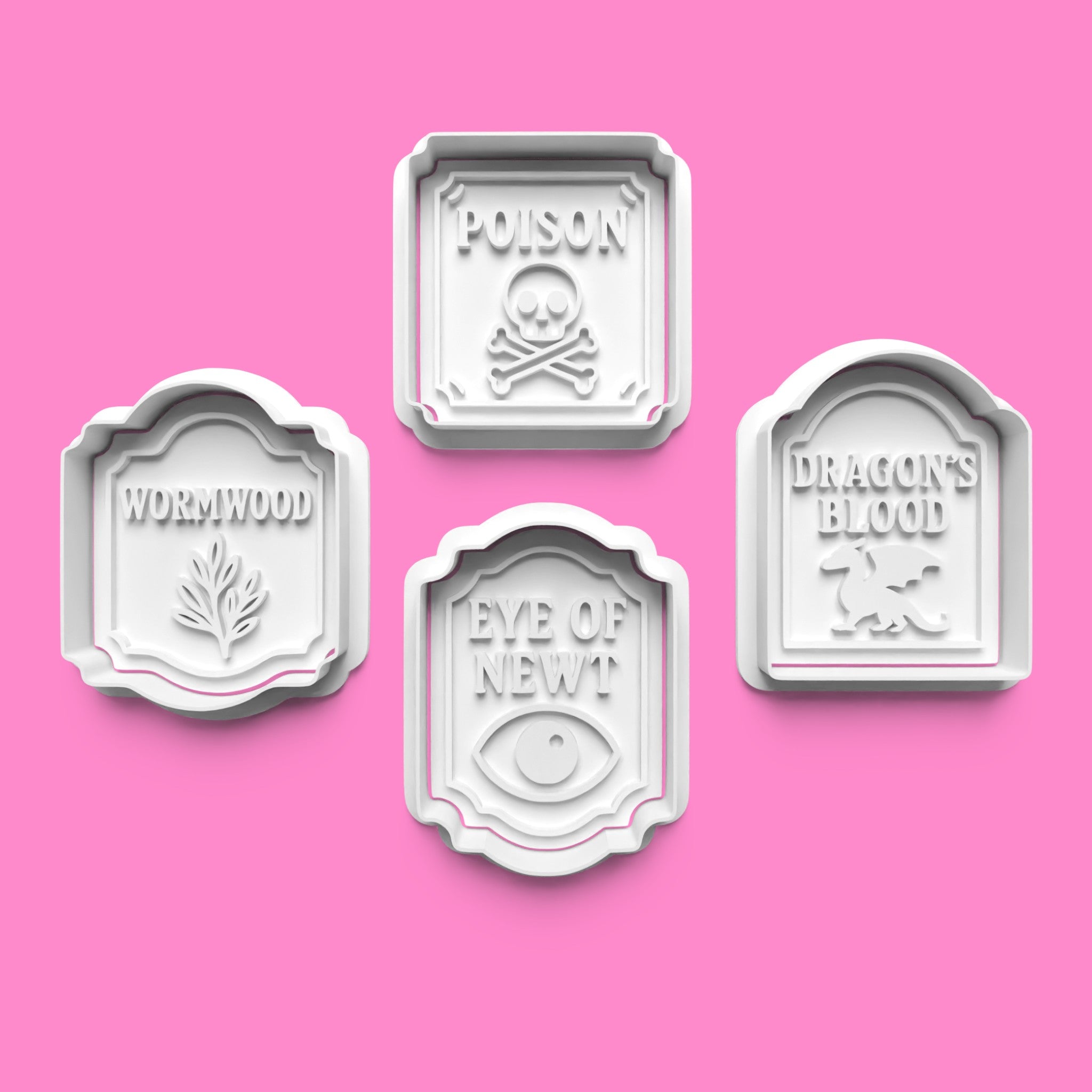 Apothecary Labels Cookie Cutter & Embosser Stamp Set – Vintage Potion Tag Collection