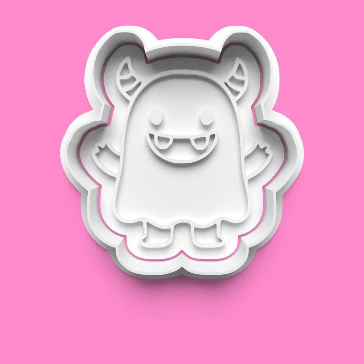 Cute Halloween Monsters Cookie Cutter & Embosser Set – Ghost, Pumpkin, Bat & Monster