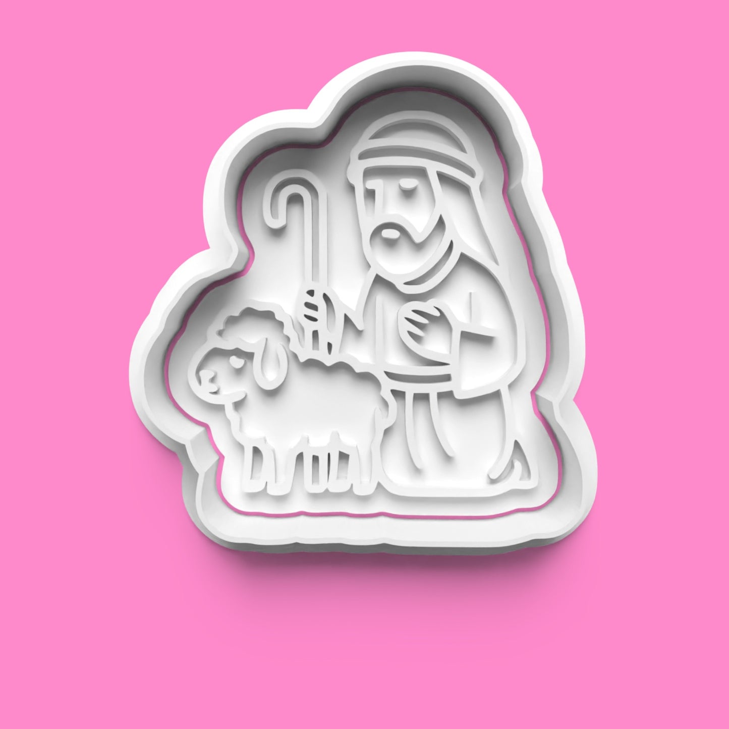 Nativity Scene Cookie Cutter Set – Angel, Star, Shepherd & Stable (4-Piece Christmas Embosser Set)