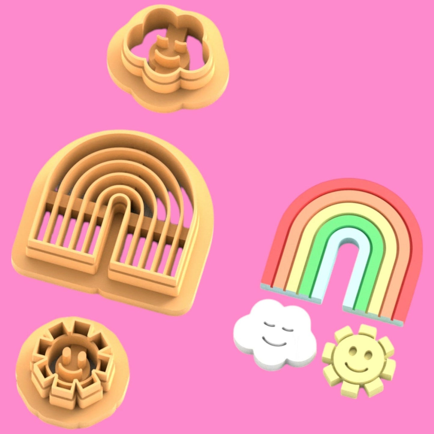 Rainbow Cloud & Sun Clay Cutter - Polymer clay Tools -Jewellery Tools-Earring Clay Cutters,Clay Earring Cutters,Most Unique Design. Cookie Cutter.