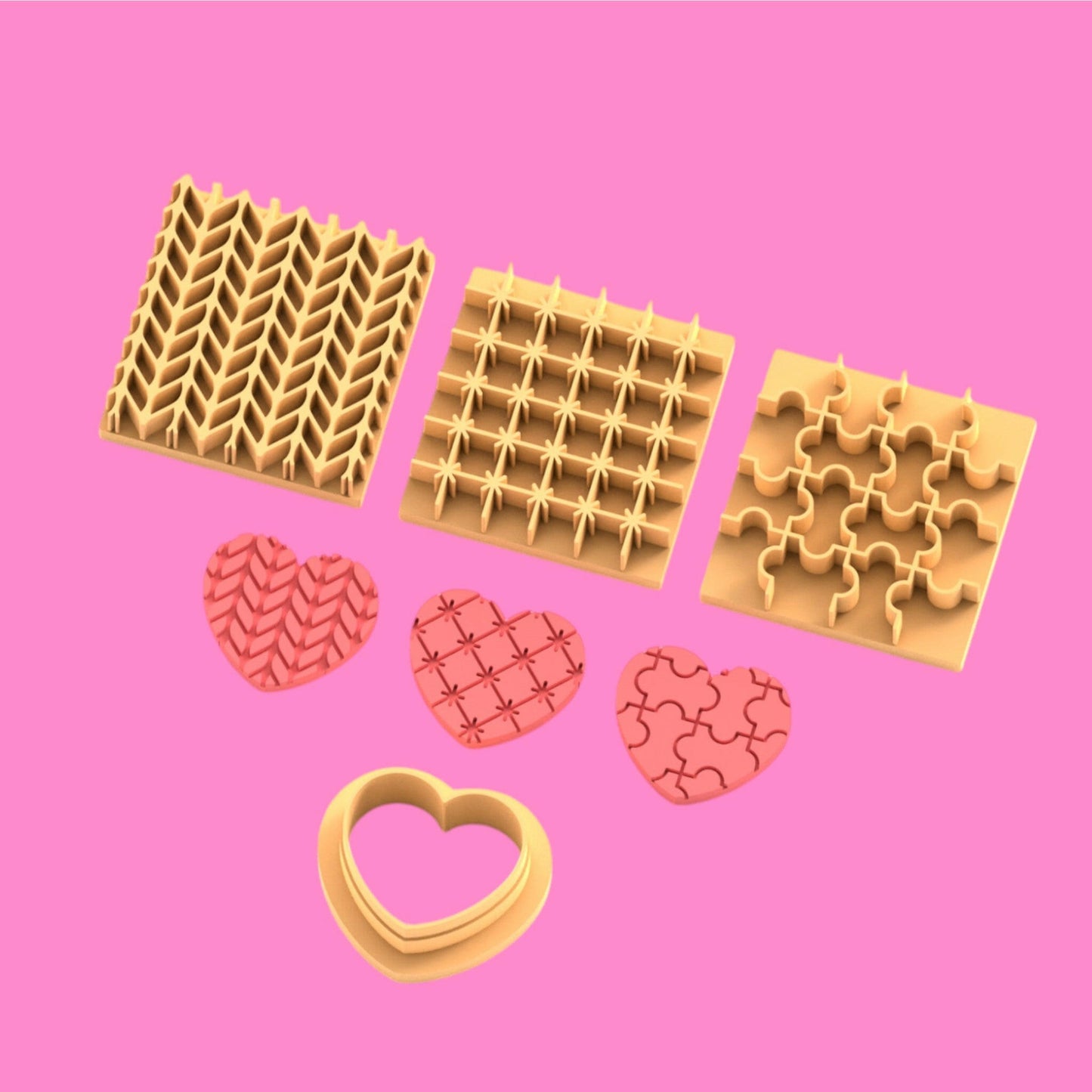 Textured Plates and Heart Clay Cutter - Polymer clay Tools -Jewellery Tools-Earring Clay Cutters,Clay Earring Cutters,Most Unique Design. Cookie Cutter.