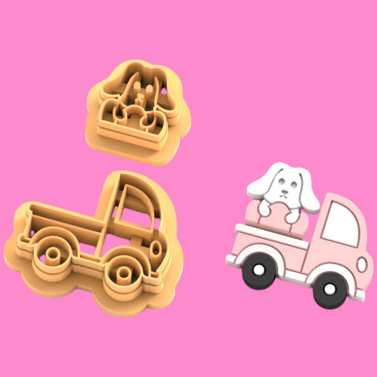 Bunny with Truck Clay Cutter - Polymer clay Tools -Jewellery Tools-Earring Clay Cutters,Clay Earring Cutters,Most Unique Design. Cookie Cutter.