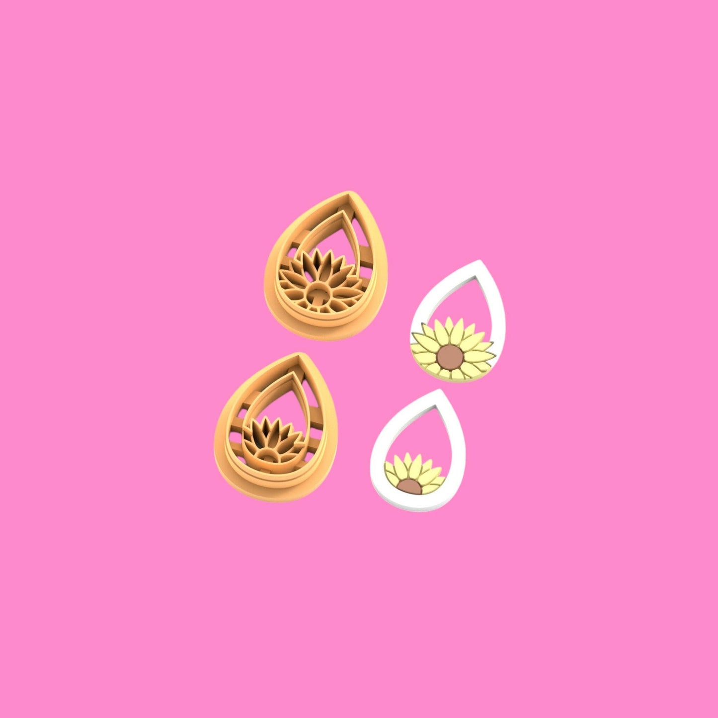 Sunflower Teardrop Clay Cutter - Polymer clay Tools -Jewellery Tools-Earring Clay Cutters,Clay Earring Cutters,Most Unique Design. Cookie Cutter.