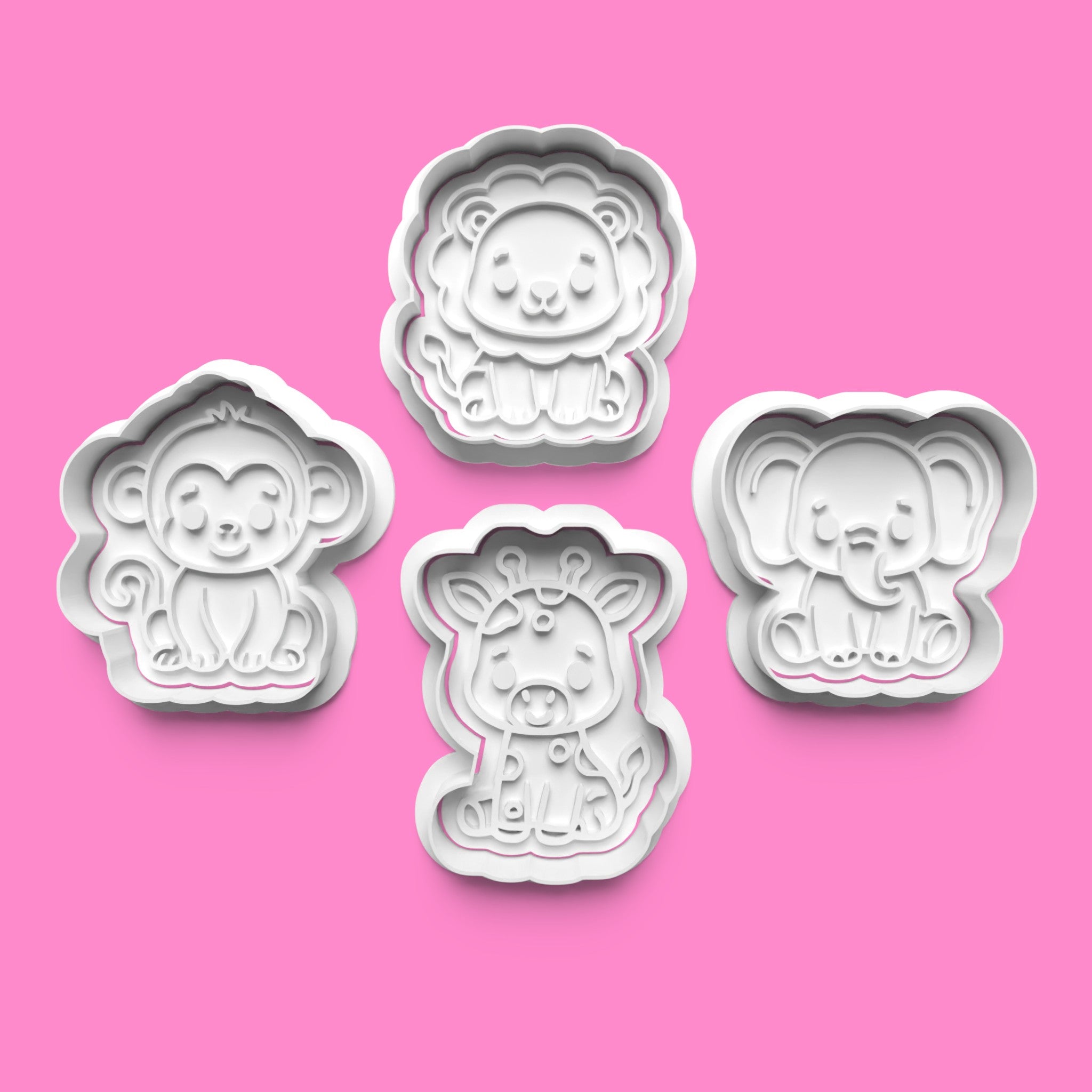 Safari Babies Cookie Cutter Set - Lion, Monkey, Giraffe & Elephant