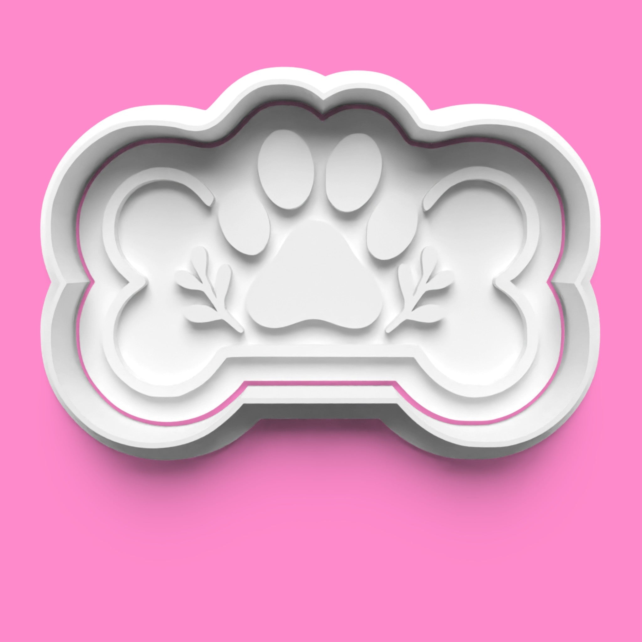 Botanical Paw Print Cookie Cutter Set | Floral Heart, Moon & Bone Designs | Multiple Sizes