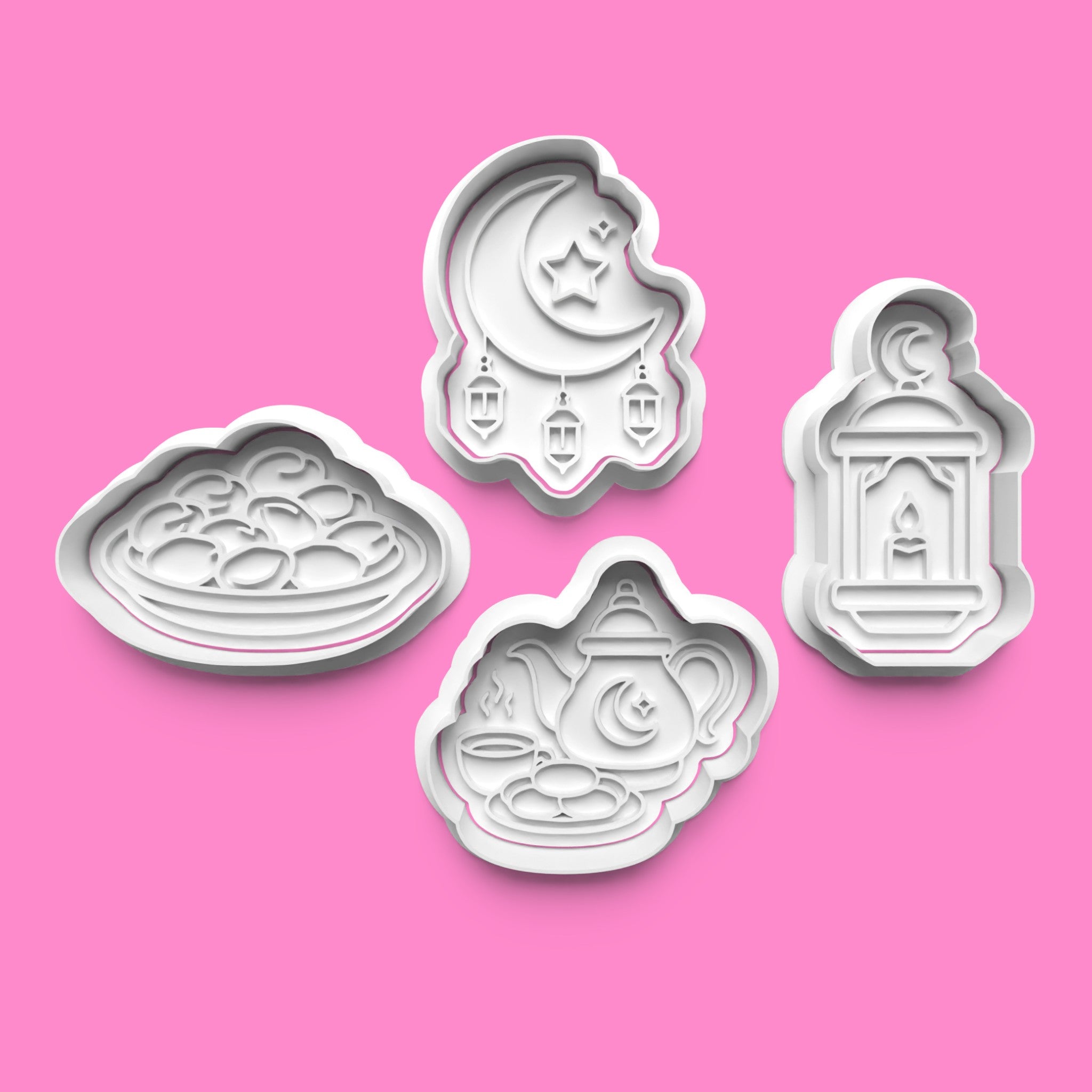 Ramadan & Eid Cookie Cutter Set - Crescent Moon, Lantern & Tea Designs - Multiple Sizes