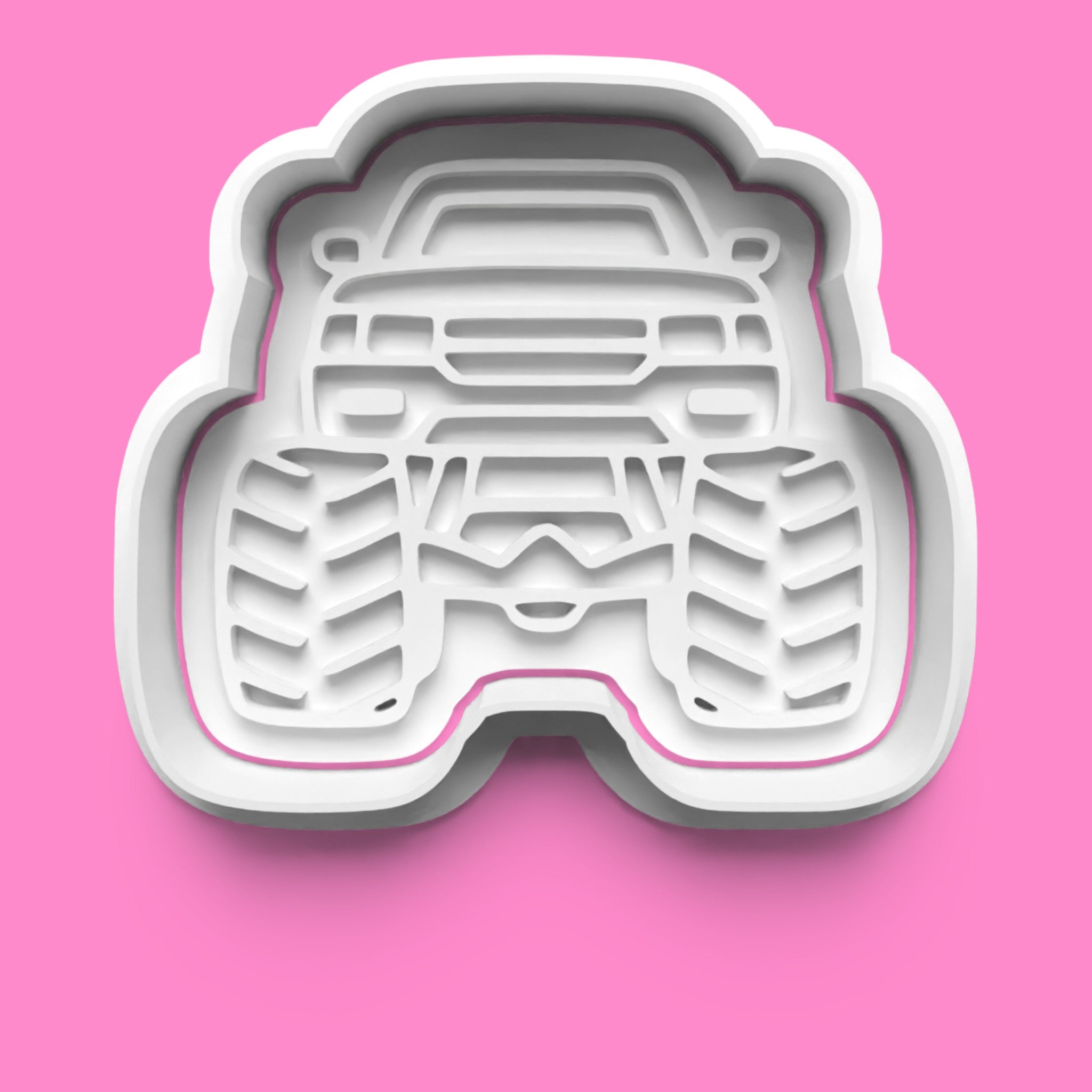 Monster Truck Stunt Cookie Cutter Set | Front, Side, Flaming Tire & Logo Designs | Multiple Sizes