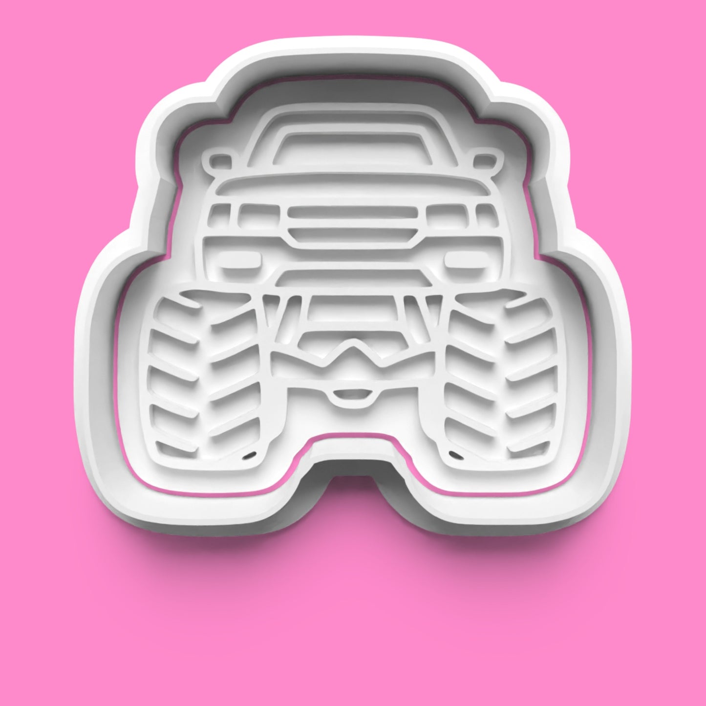 Monster Truck Stunt Cookie Cutter Set | Front, Side, Flaming Tire & Logo Designs | Multiple Sizes