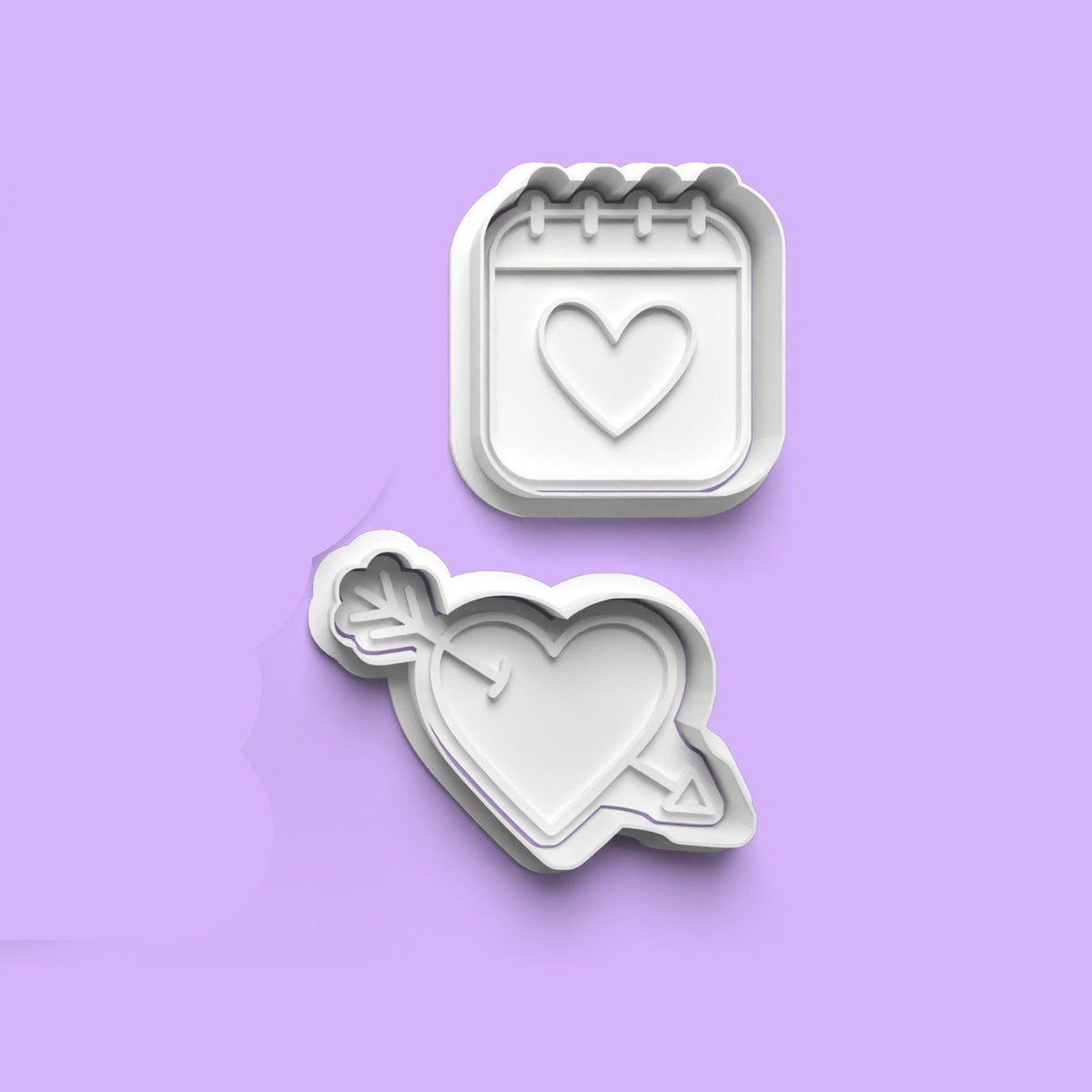 Heart Mason Jar, Calendar & Heart with Arrow Cookie Cutter Set | 3D Printed Lov