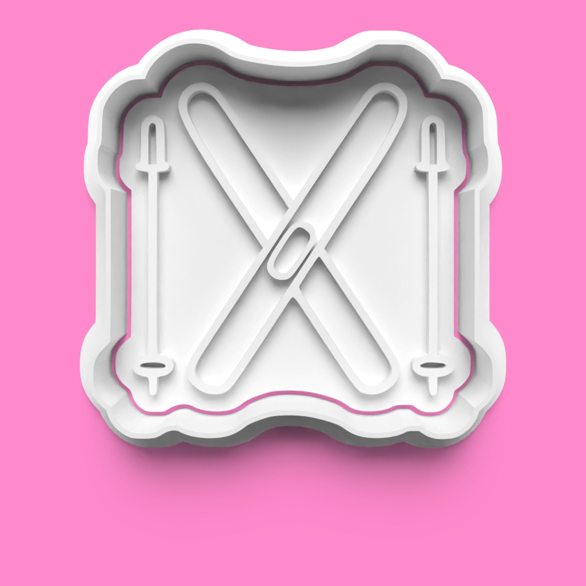 Winter Ski Resort Cookie Cutter & Stamp Set | Skier, Chairlift, Ski Goggles Helmet & Crossed Skis Designs | 7cm - 10cm