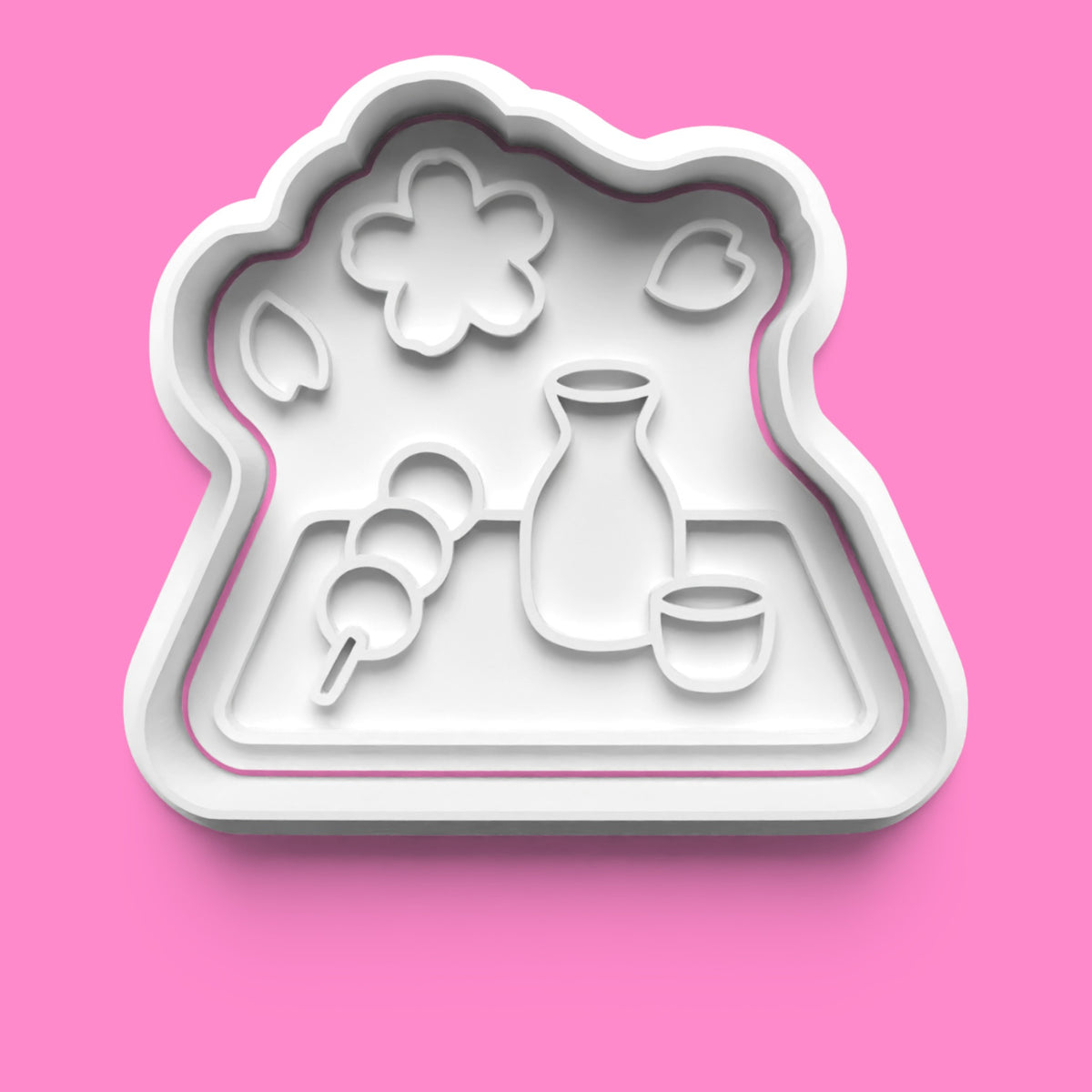 Japanese Cherry Blossom Sakura Cookie Cutter & Stamp Set | Sakura Tree, Blossom Branch & Traditional Picnic Designs | 7cm - 10cm