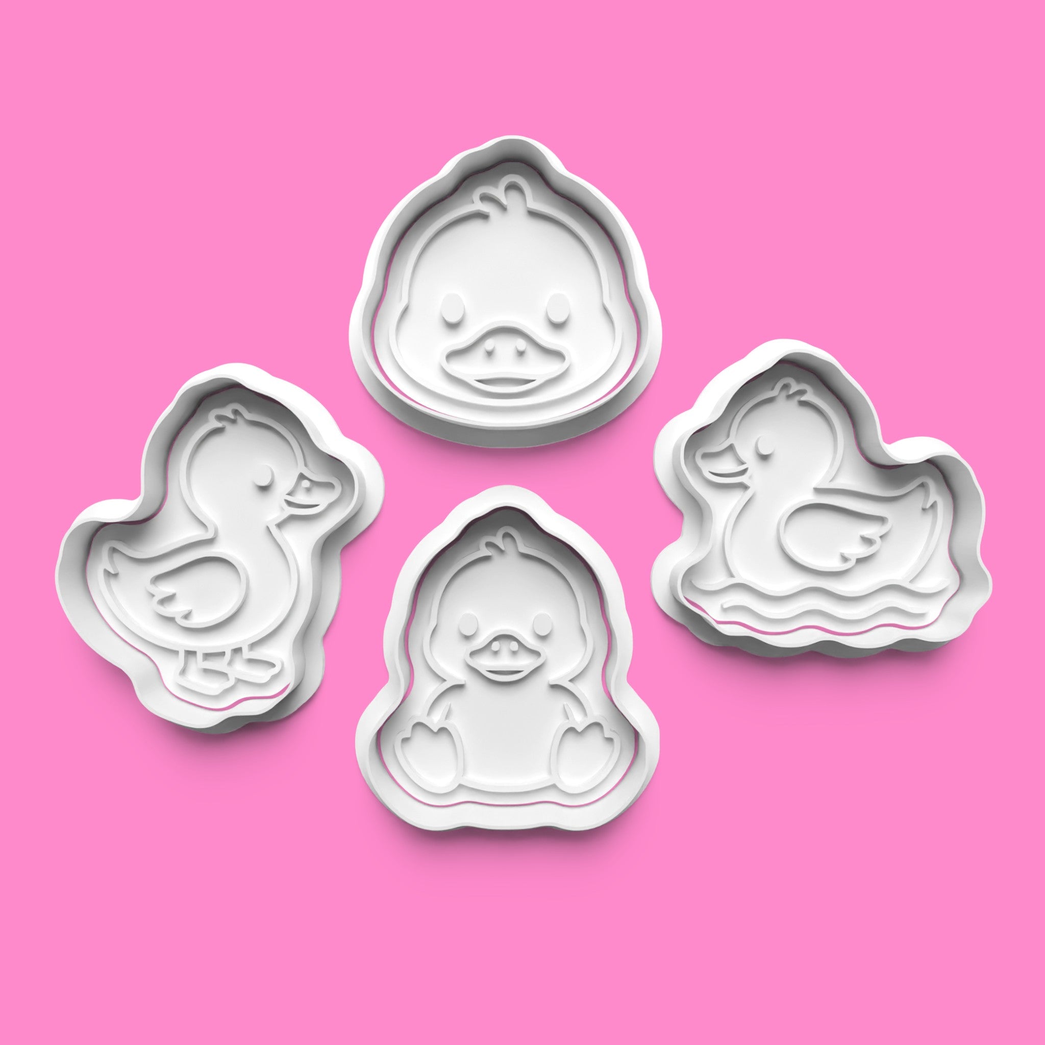 Cute Duck Cookie Cutter & Embosser Set – Duckling Set of 4, 3 Sizes (Easter & Baby Shower)