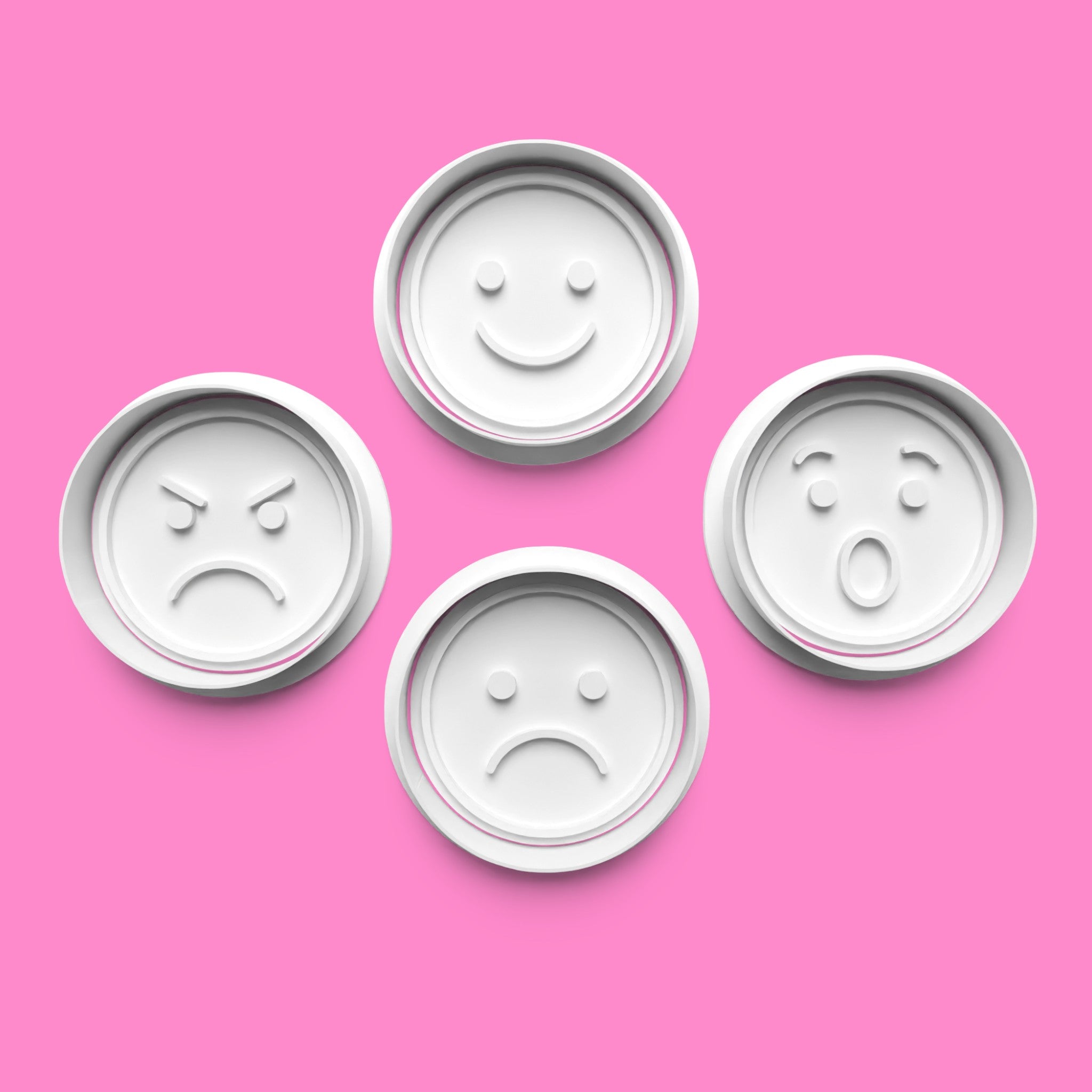 Emotion Faces Cookie Cutter & Embosser Set – Smiley Feelings Faces Set of 4 (3 Sizes)