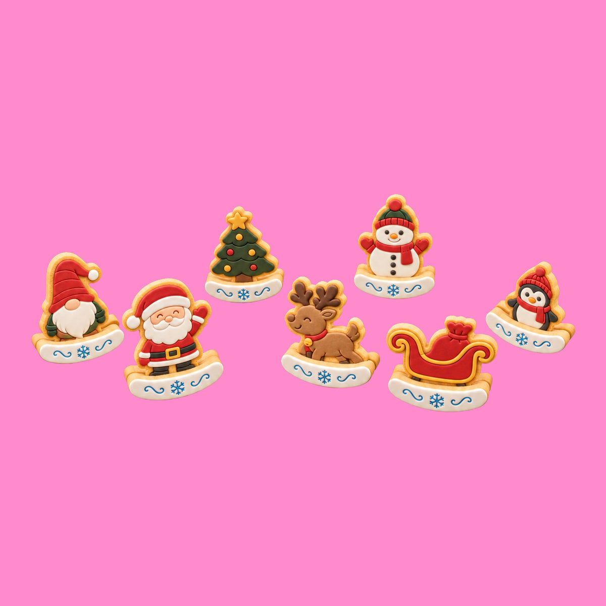 Christmas Cookie Cutters Set | Snowman Santa Gnome Reindeer Tree