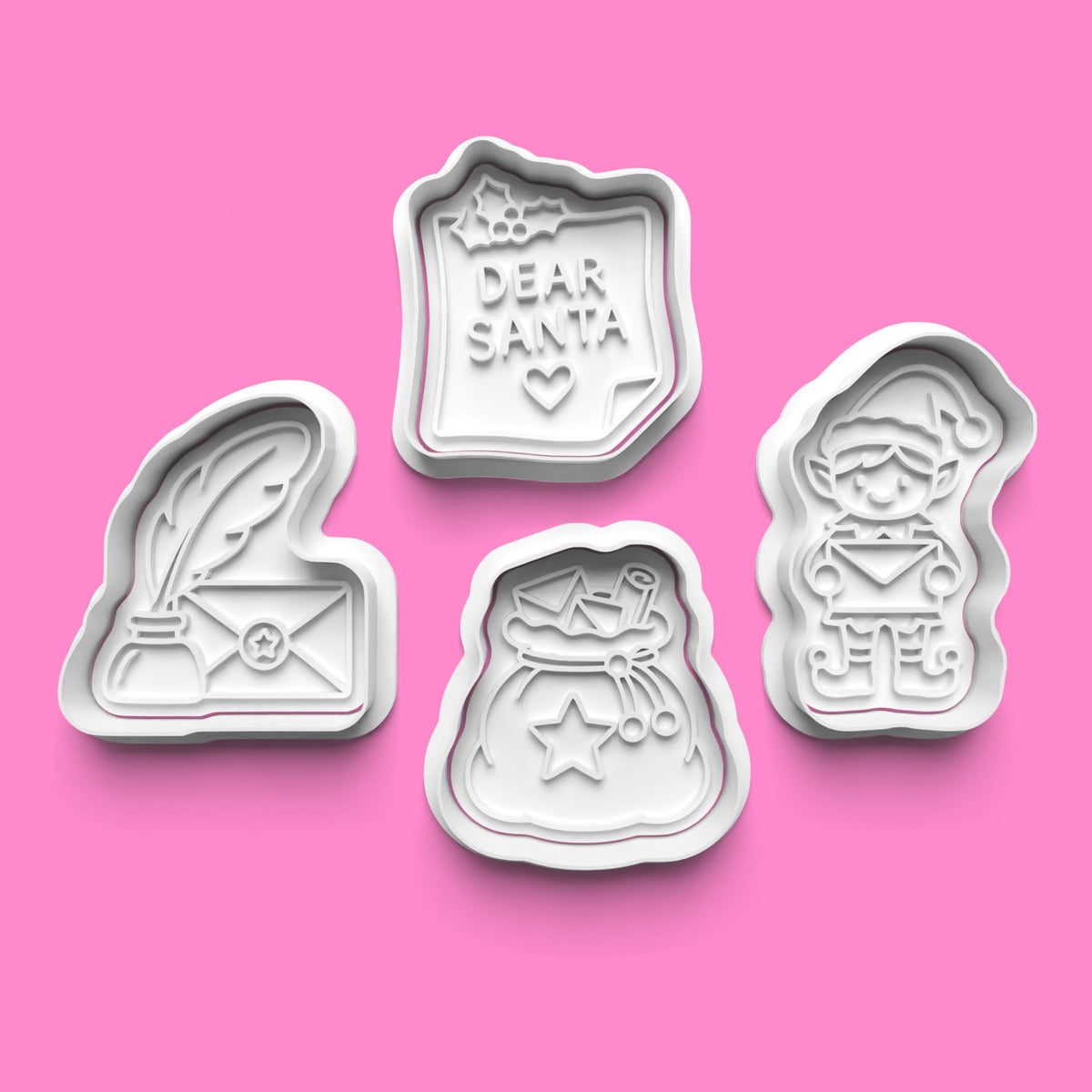 Dear Santa Christmas Letter Cookie Cutter & Embosser Set – 4 Designs.