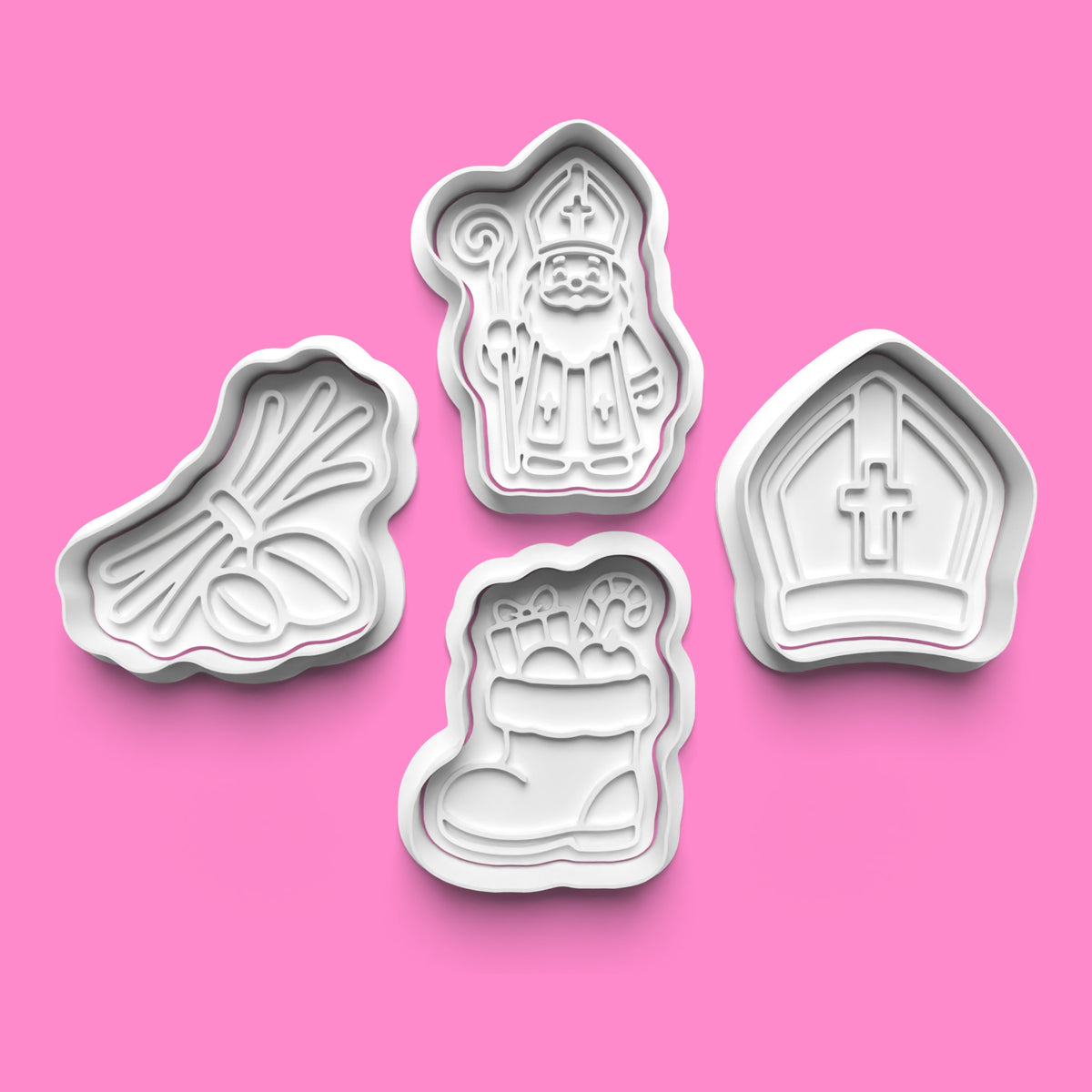 St Nicholas Christmas Cookie Cutter & Embosser Set of 4.