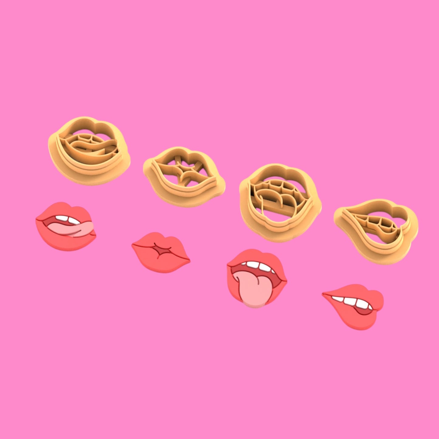 Naughty & Nice Lips Clay Cutter Set – Flirty Mouth Expressions Polymer Clay Tools