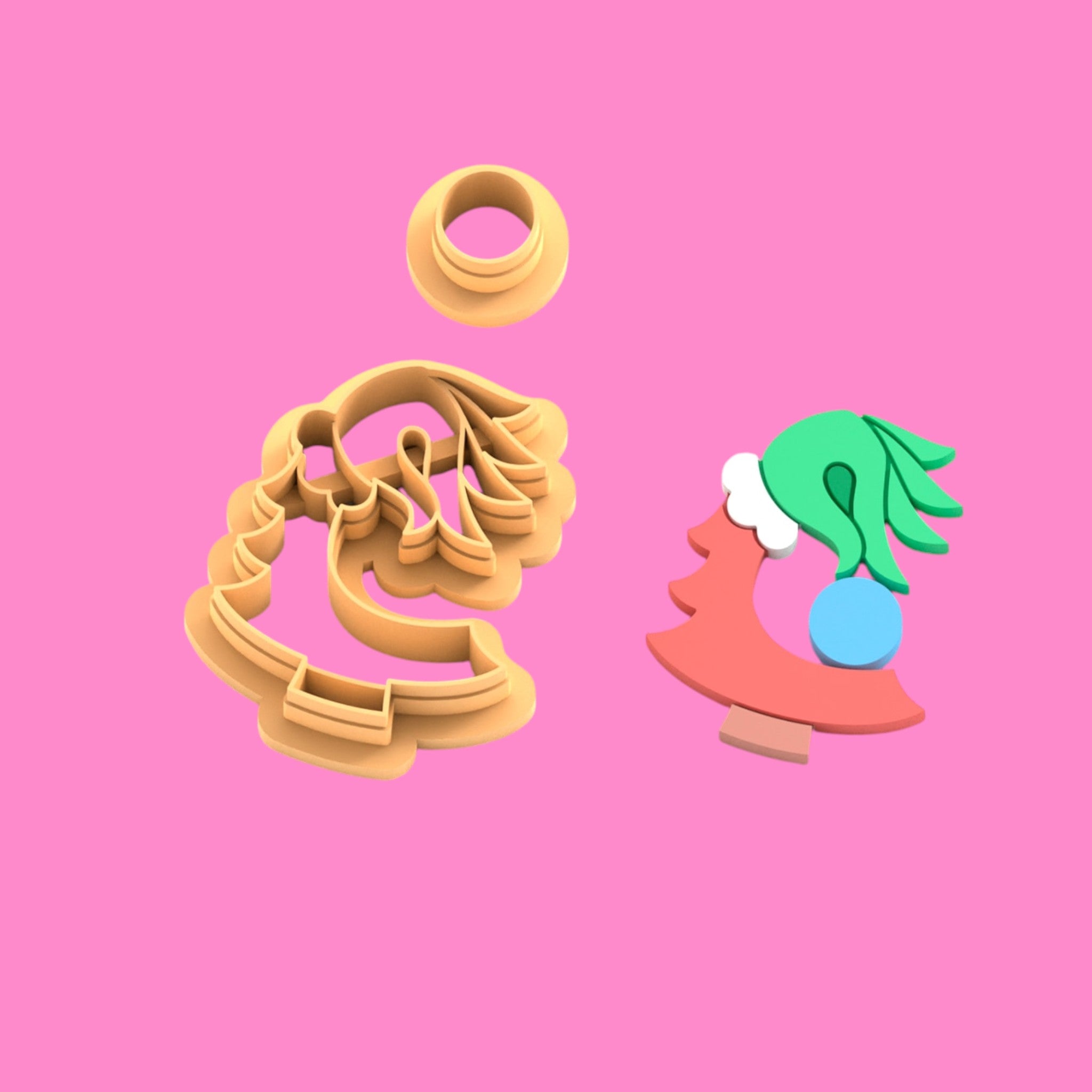 Grinch-Inspired Christmas Tree with Stealing Hand Clay Cutter – Festive Polymer Clay & Cookie Tool