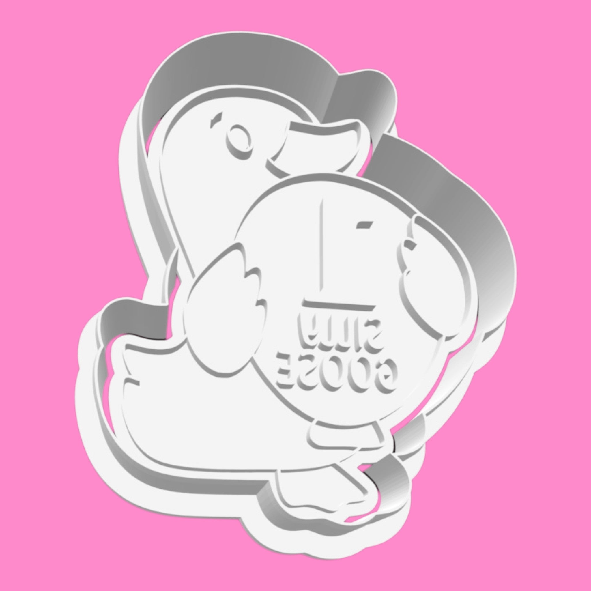 One Silly Goose 1st Birthday Cookie Cutter & Stamp Set | Cute Goose with Balloon, Bow & Winter Hat Designs | 8cm