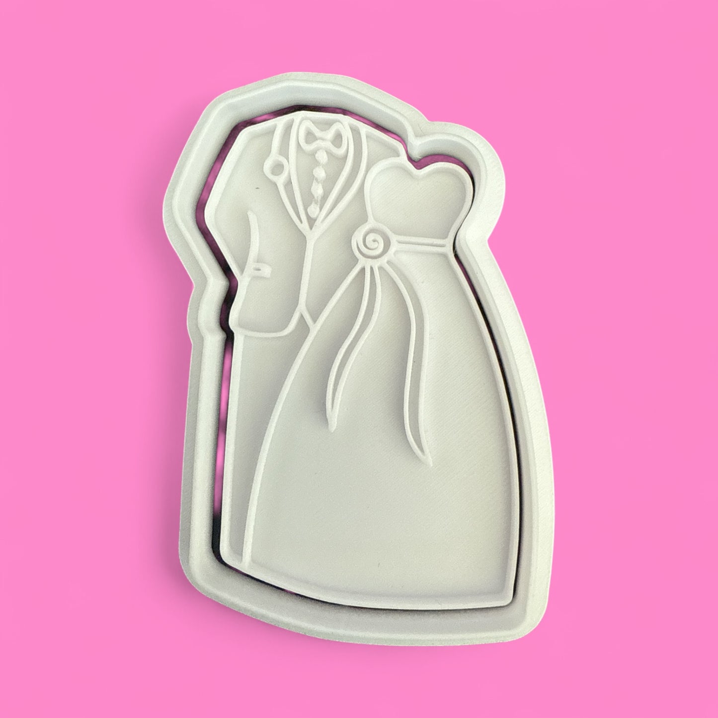 Bride & Groom Cookie Cutter & Embosser – Elegant Wedding Design