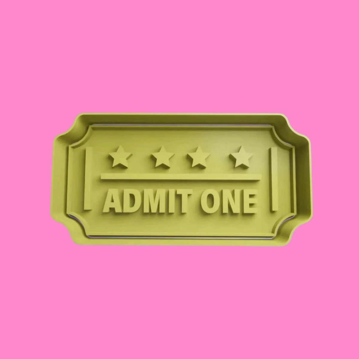 Admit One Ticket Embosser and Cookie Cutter – 8.7 cm x 4.6 cm.