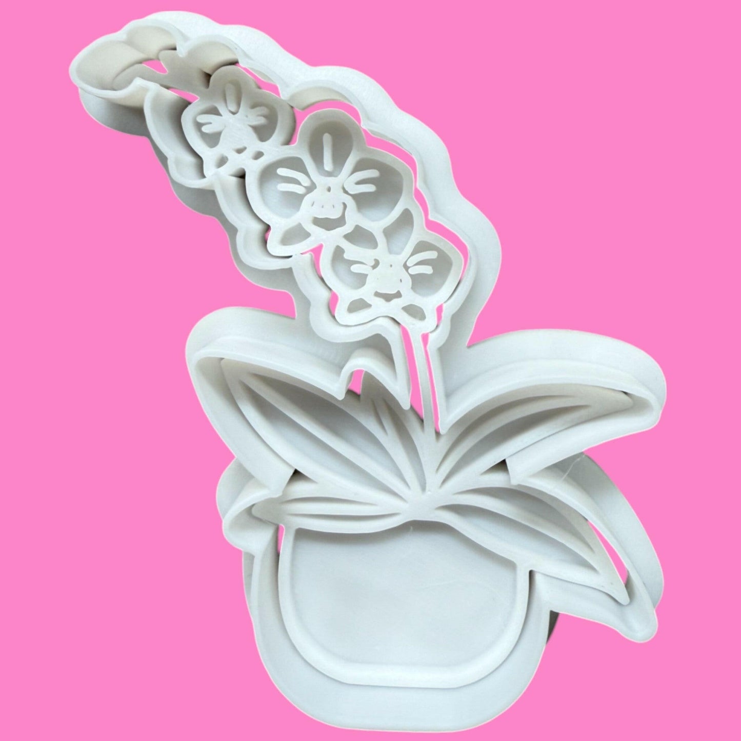 Orchid in Pot Cookie Cutter & Stamp Set (2 pcs) | Floral-Themed Baking | PLA.