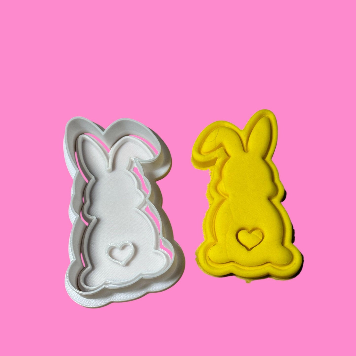 Bunny Silhouette with Fluffy Tail Cookie Cutter & Stamp | Easter Baking | PLA