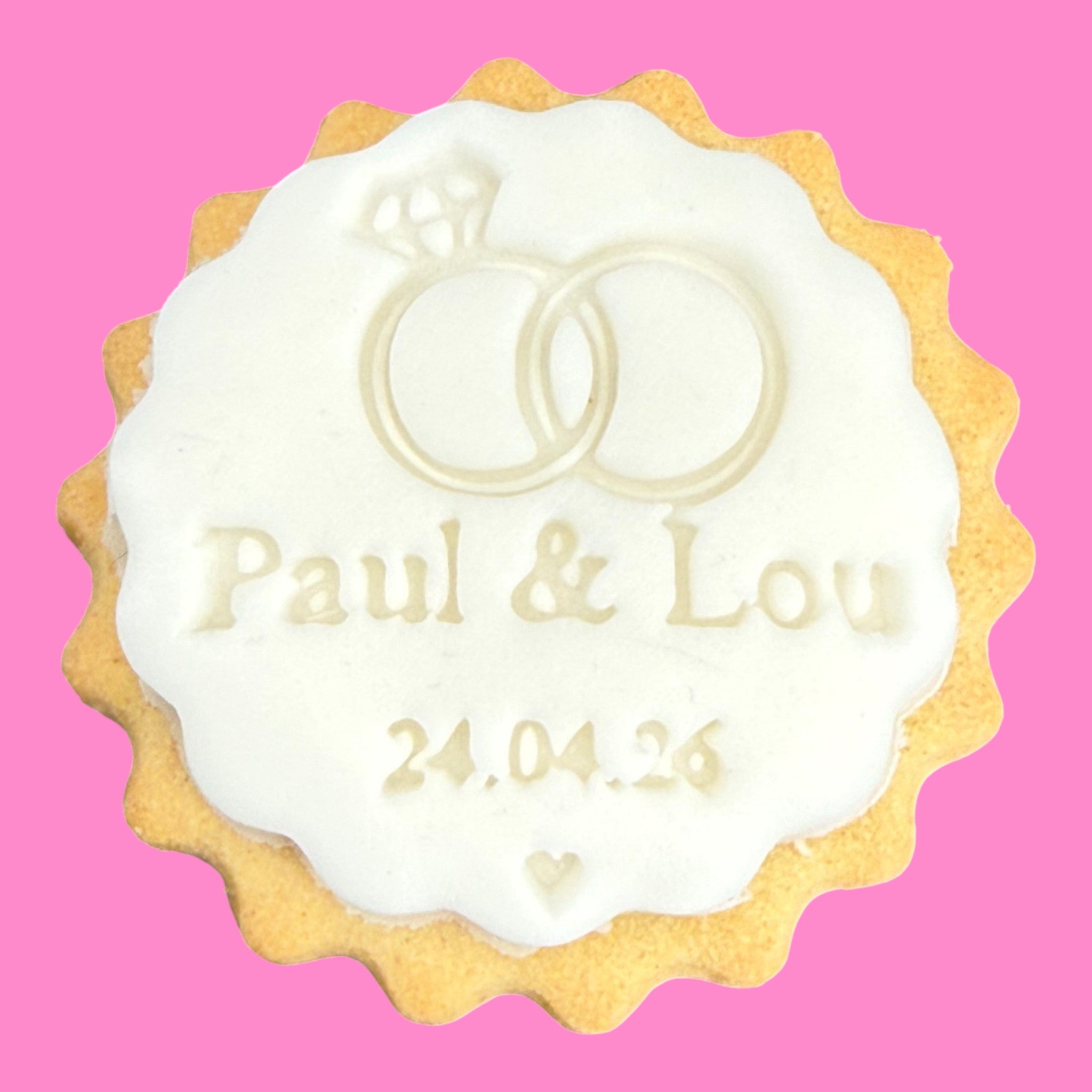 Custom Wedding Names & Date Cookie Cutter & Stamp Set | Personalized Interlocking Rings & Engagement Biscuit Cutter | 5cm - 10cm