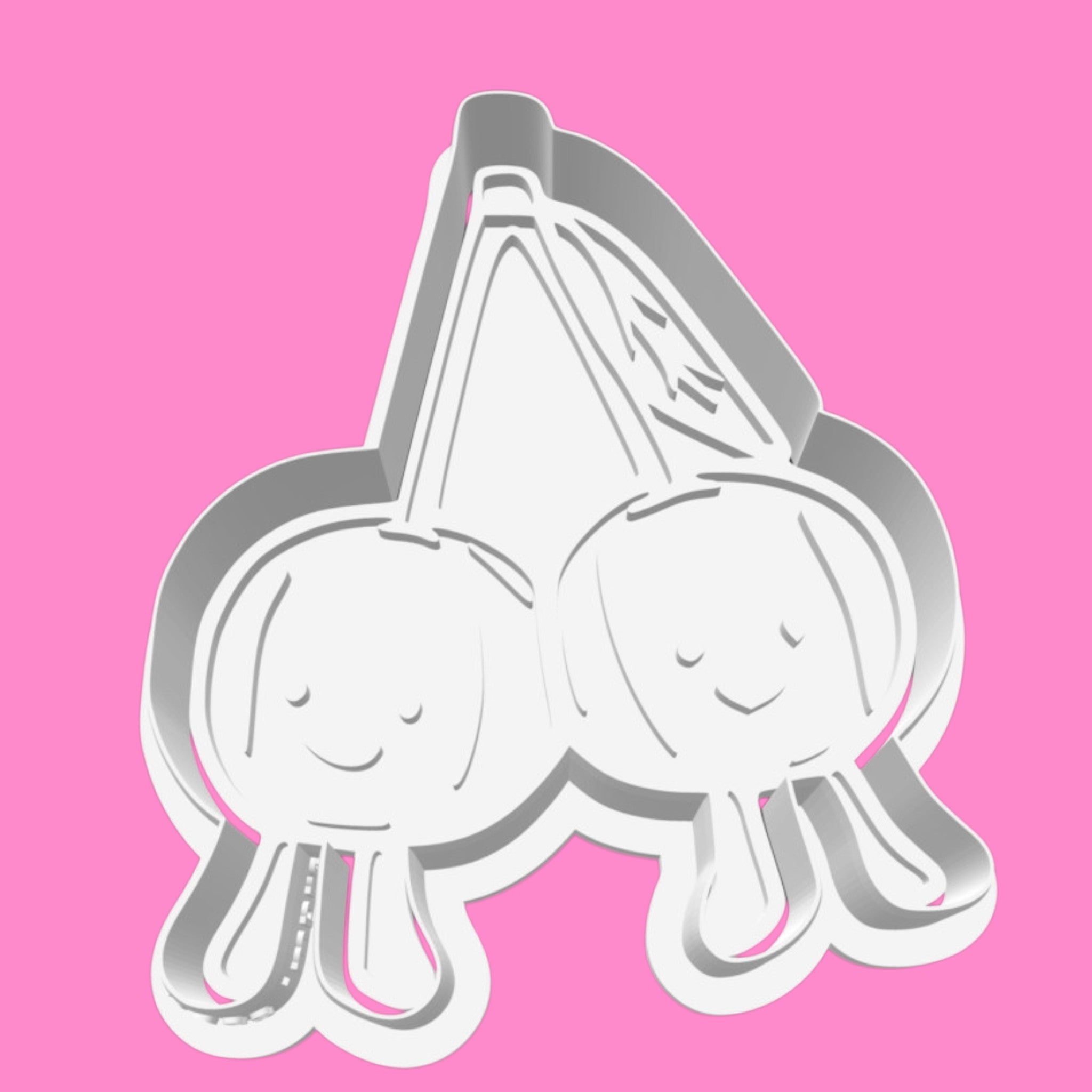 Jellycat-Inspired Cherries Cookie Cutter & Stamp | Cute Kawaii Twin Cherry Design