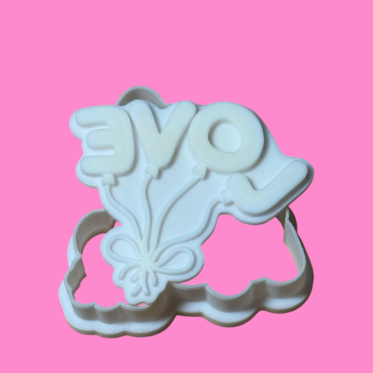 "Love" Balloon Font Cookie Cutter & Stamp | Cute String & Bow Design | PLA.
