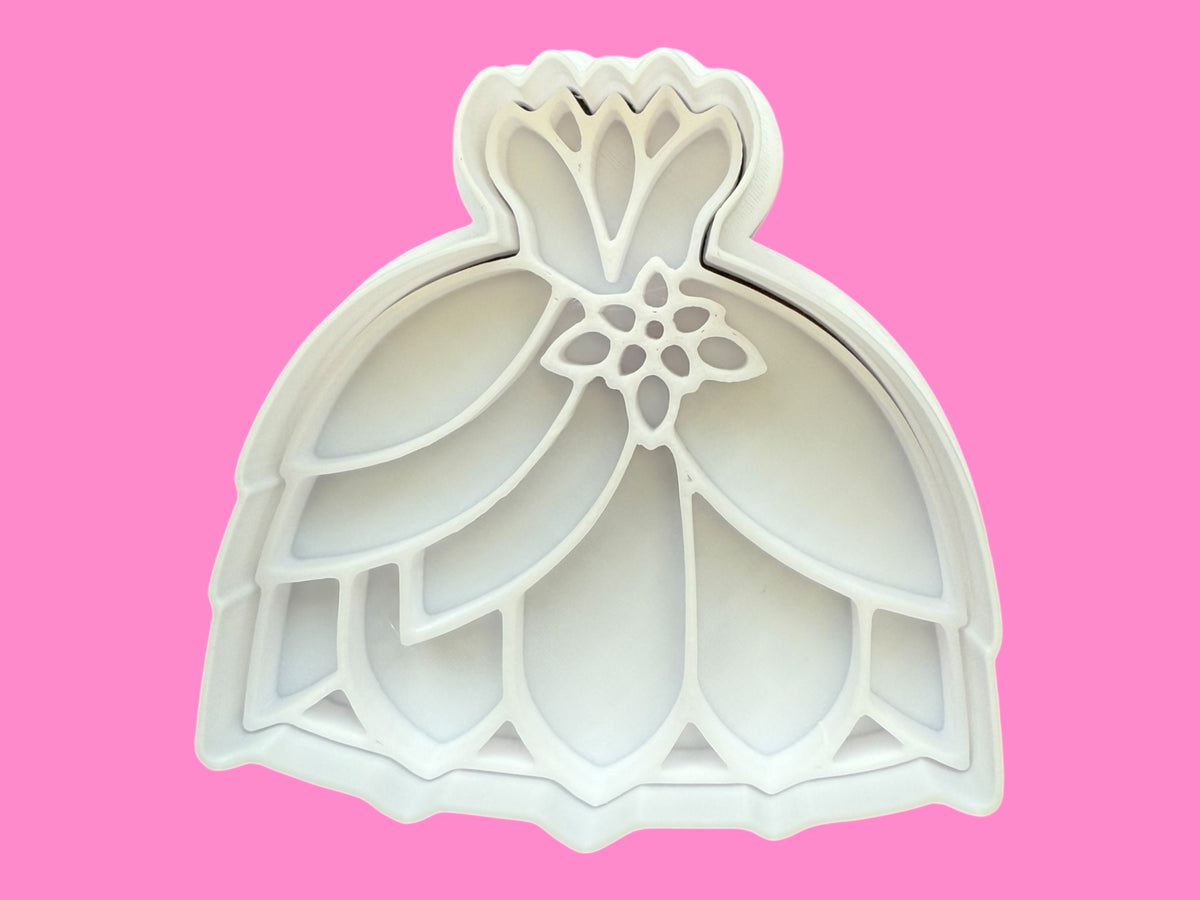 Princess Dresses Cookie Cutter & Embosser Stamp Set β Fairytale Baking Collection