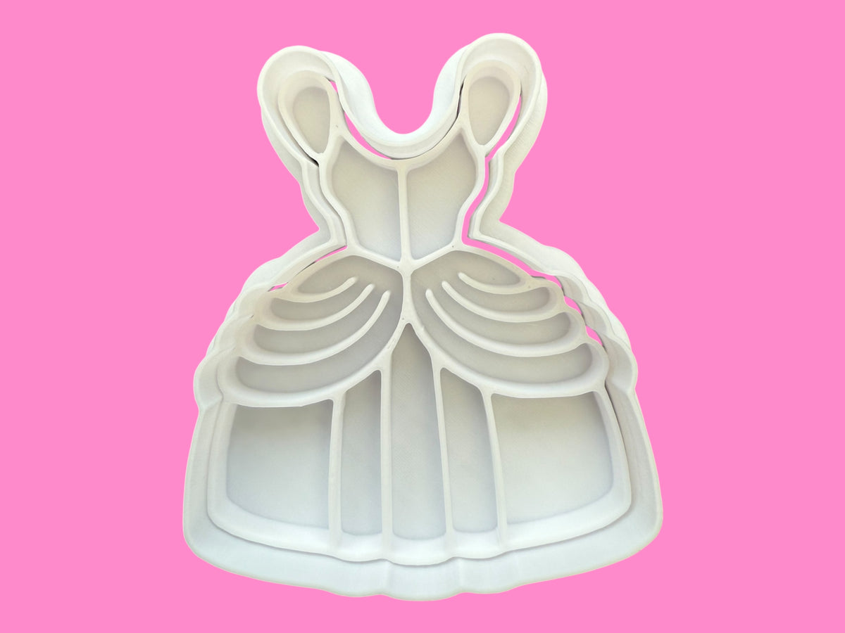 Princess Dresses Cookie Cutter & Embosser Stamp Set β Fairytale Baking Collection