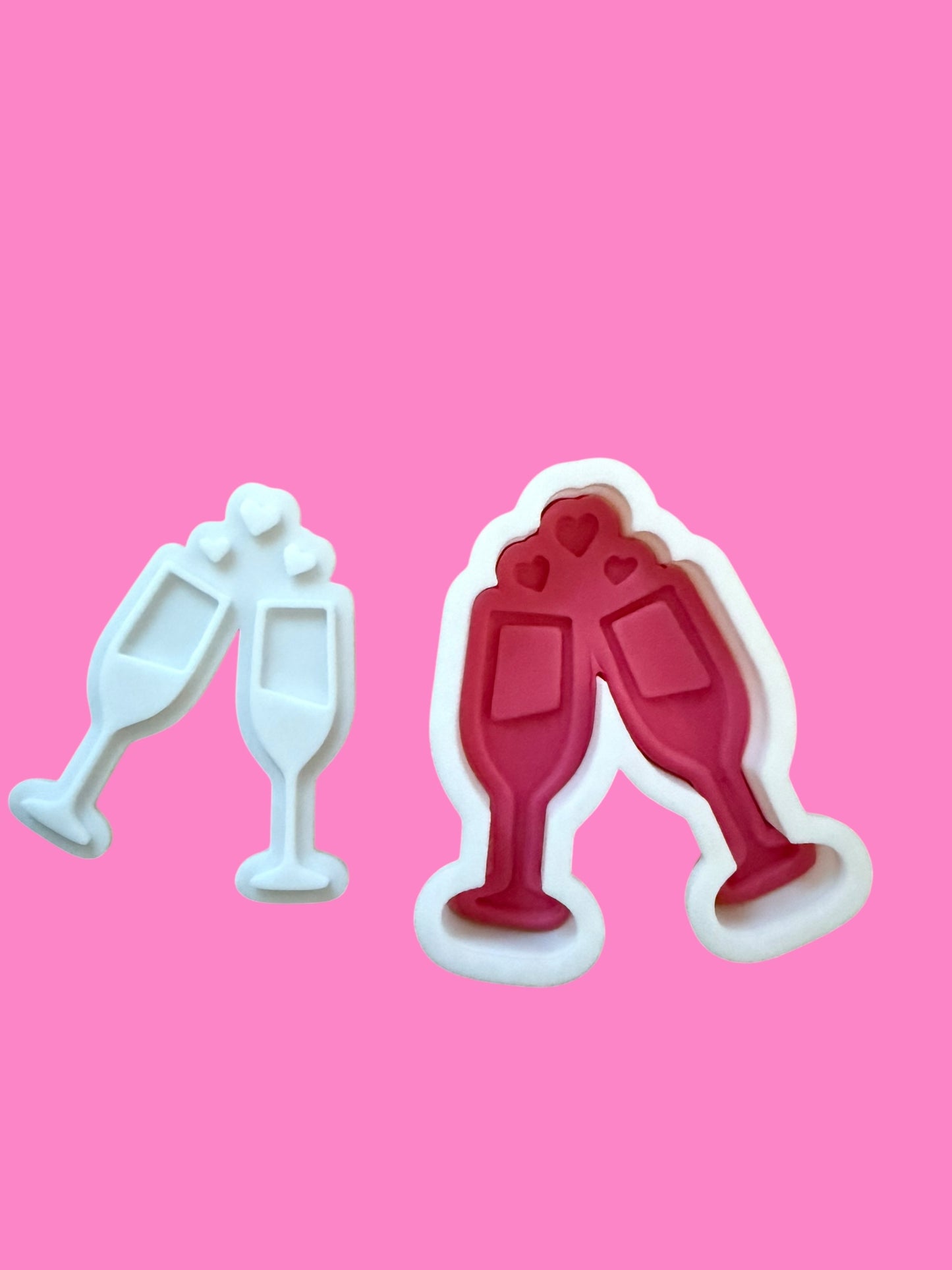 Champagne Glasses with Love Hearts Cookie Cutter & Stamp – Clinking Celebration Design