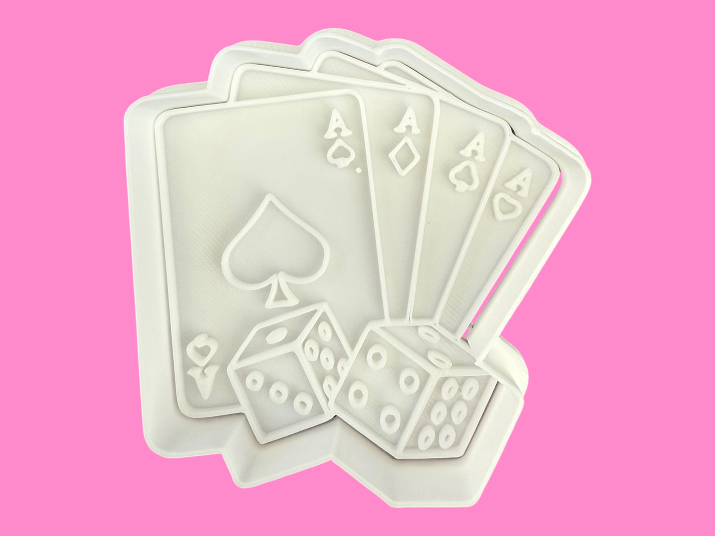 Four Aces & Dice – Cookie Cutter & Embosser Stamp Set (7.5–8.5cm)