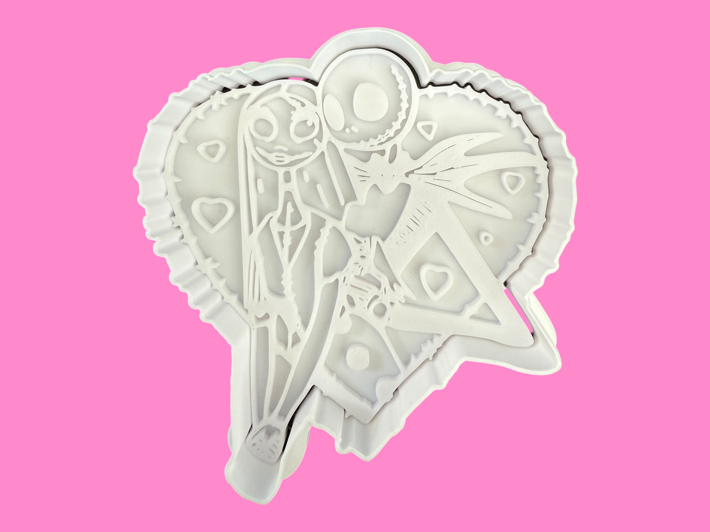 Jack & Sally Heart – Cookie Cutter & Embosser Stamp (Approx. 8.5cm)