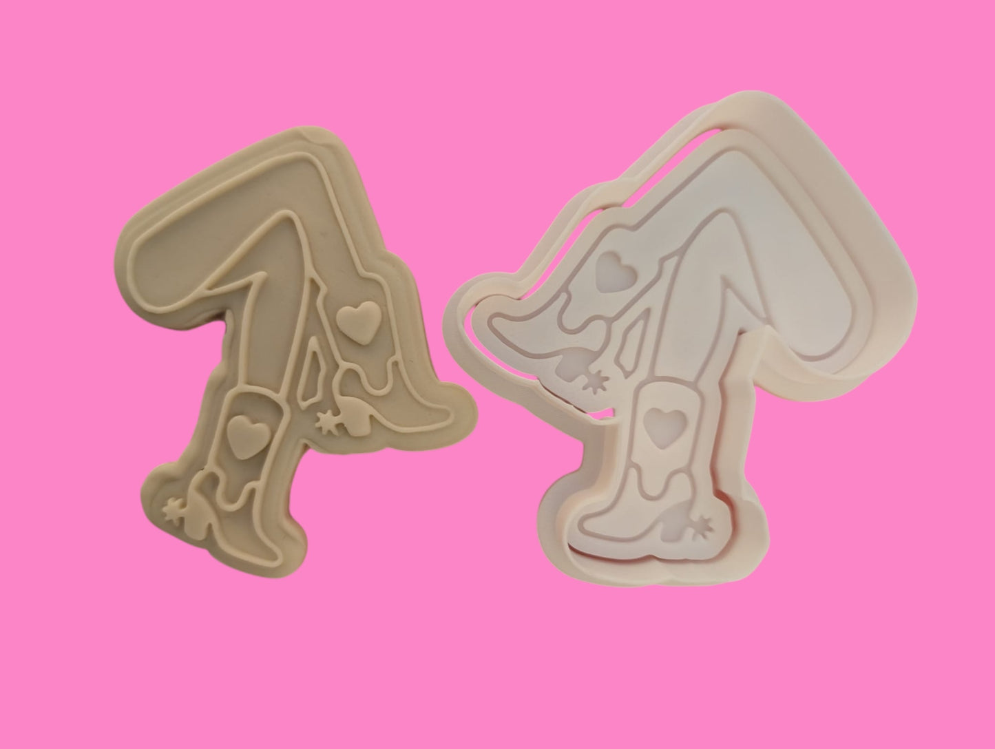 Cowgirl Boots & Legs Cookie Cutter & Embosser – Western Heart Design