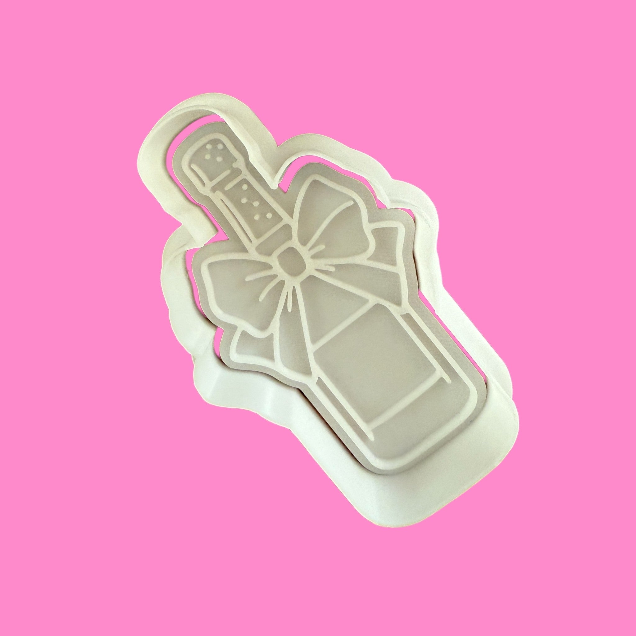 Champagne Bottle with Ribbon Cookie Cutter & Embosser – Elegant Celebration Design