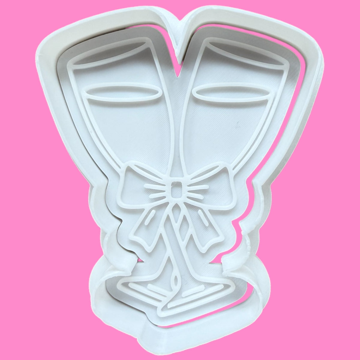 Entwined Champagne Glasses with Ribbon Cookie Cutter & Embosser – Elegant Celebration Design