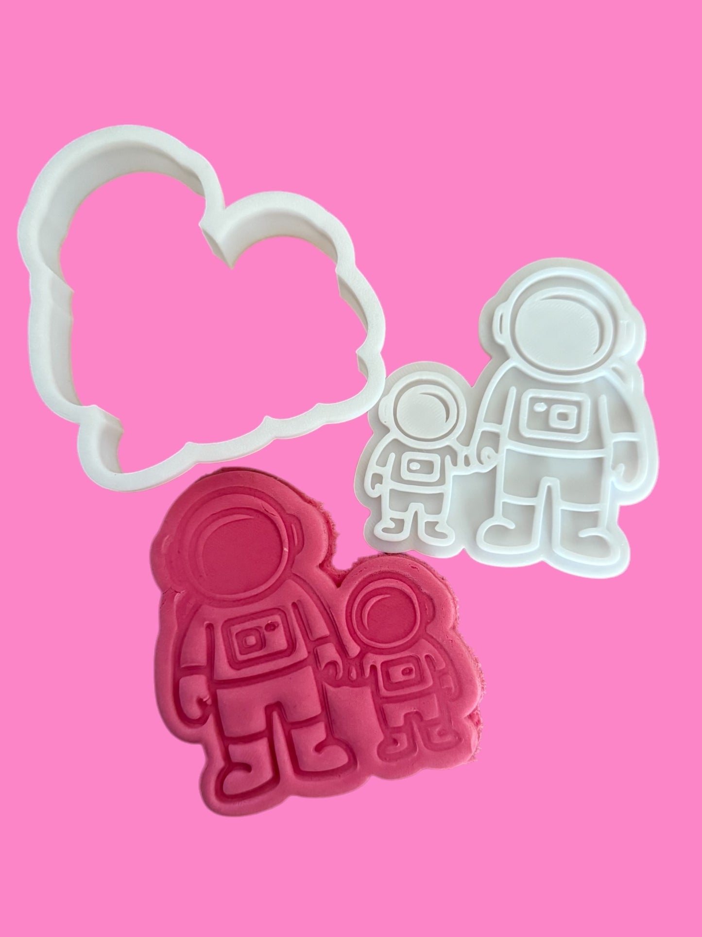 Adult & Child Astronaut Cookie Cutter & Embosser – Space Bond Baking Set