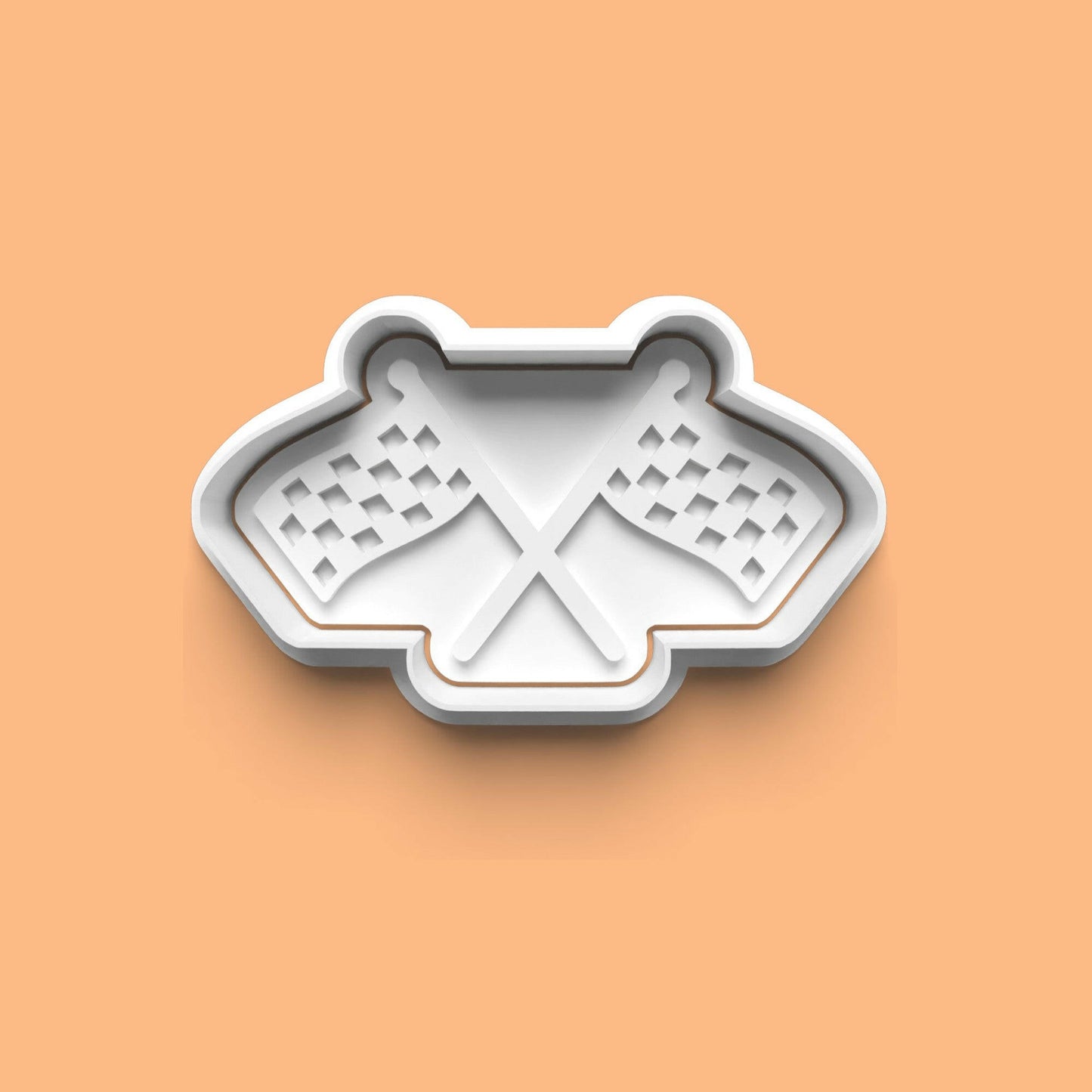 Race Car F1 Formula One Track Speedo Flag Cookie Cutter and Embosser Set.